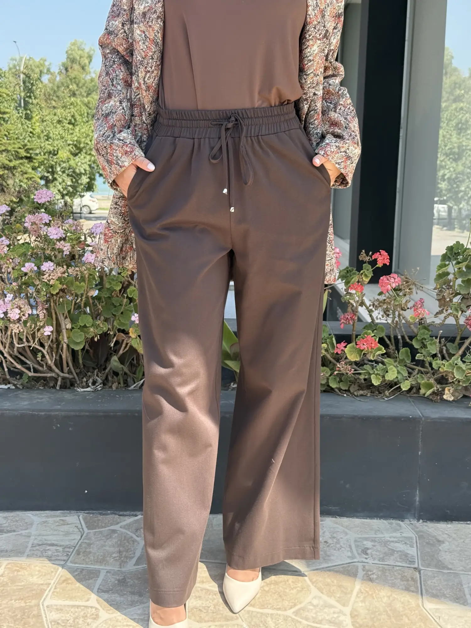 Kayra Beli Lastikli Bol Paça Cepli Pantolon KA19019