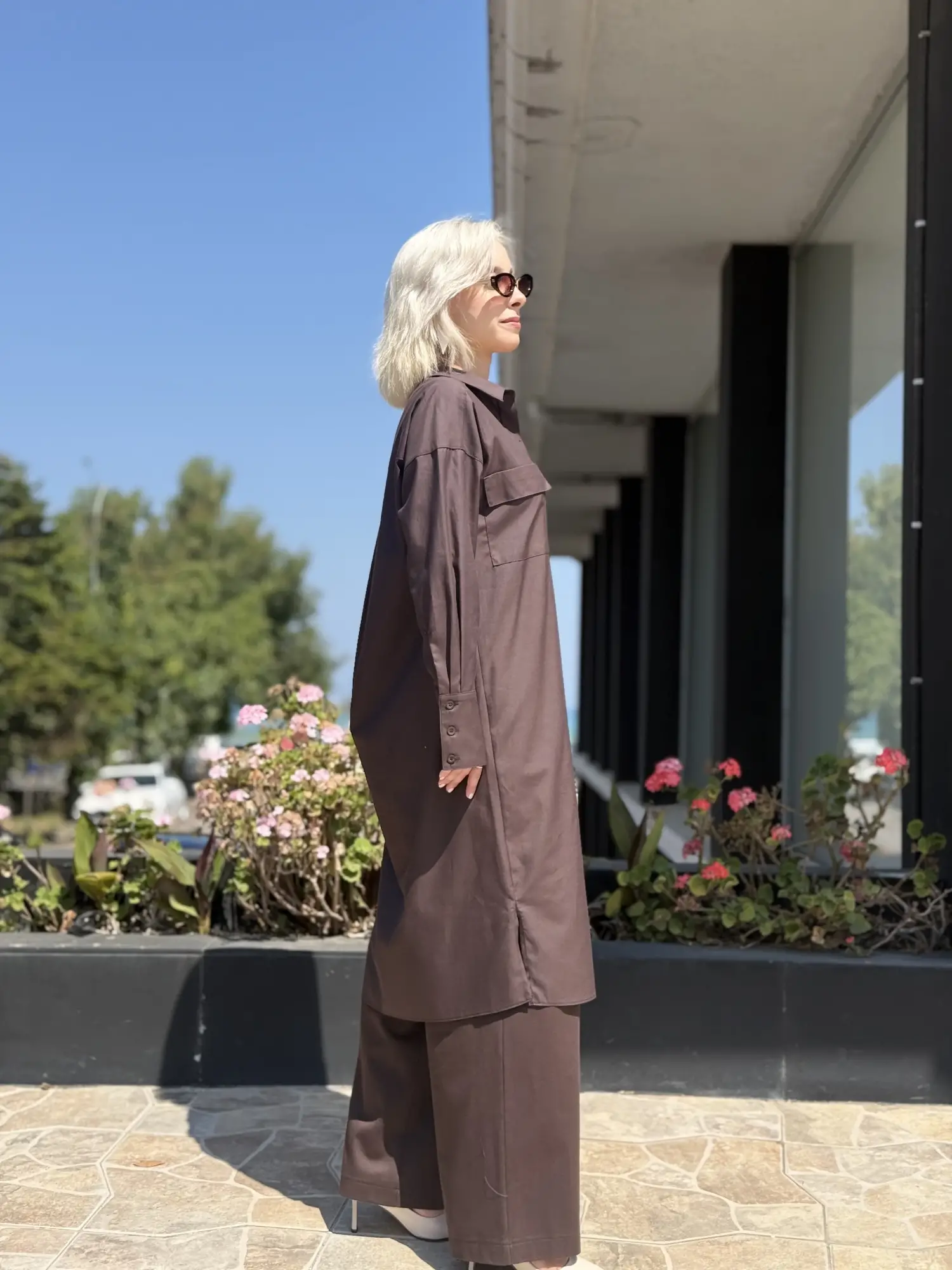 Kayra Cep Detaylı Soft Maxi Gömlek KA81023