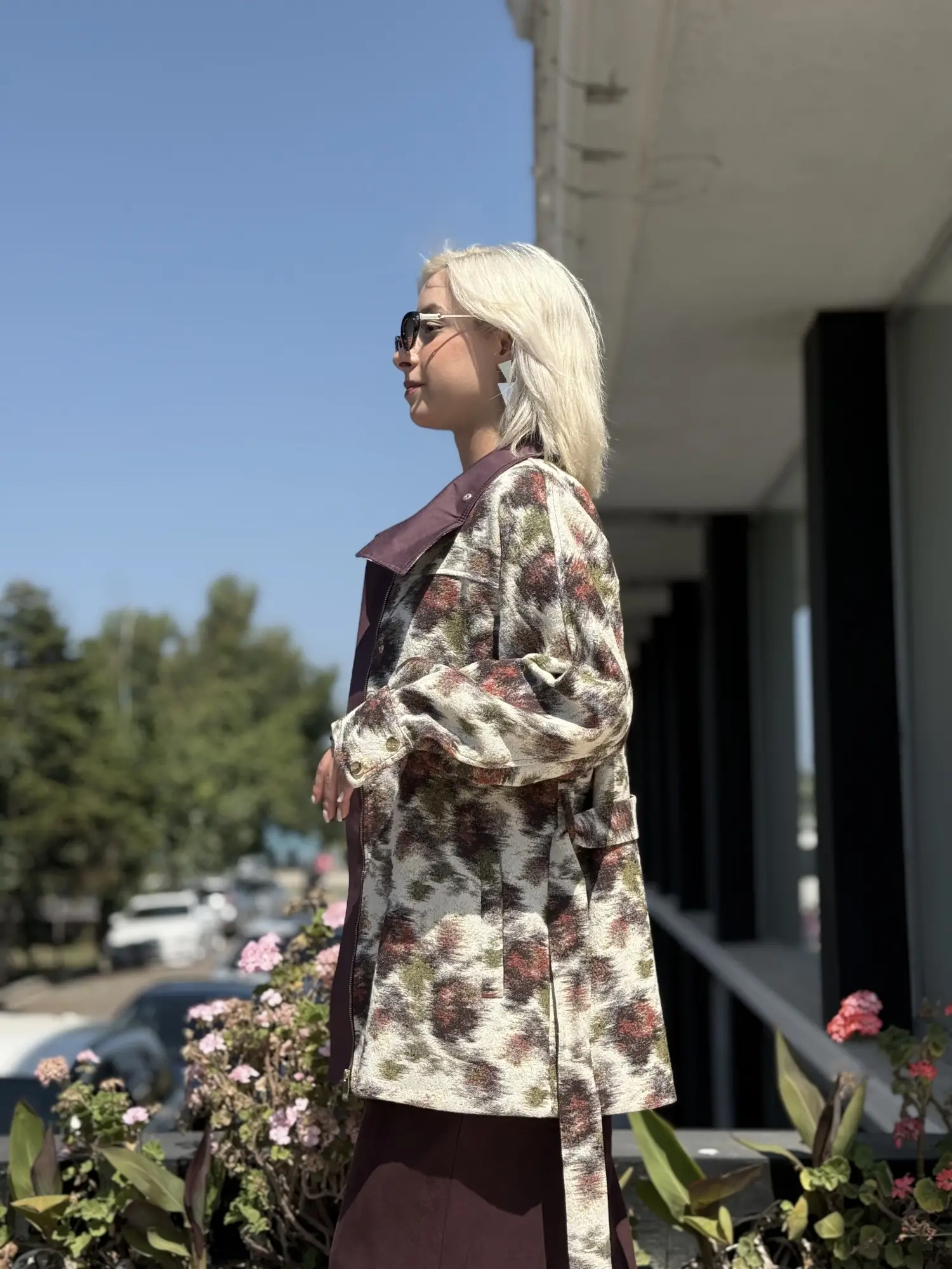 Kayra Soyut Desen Kuşaklı Ceket KA13010