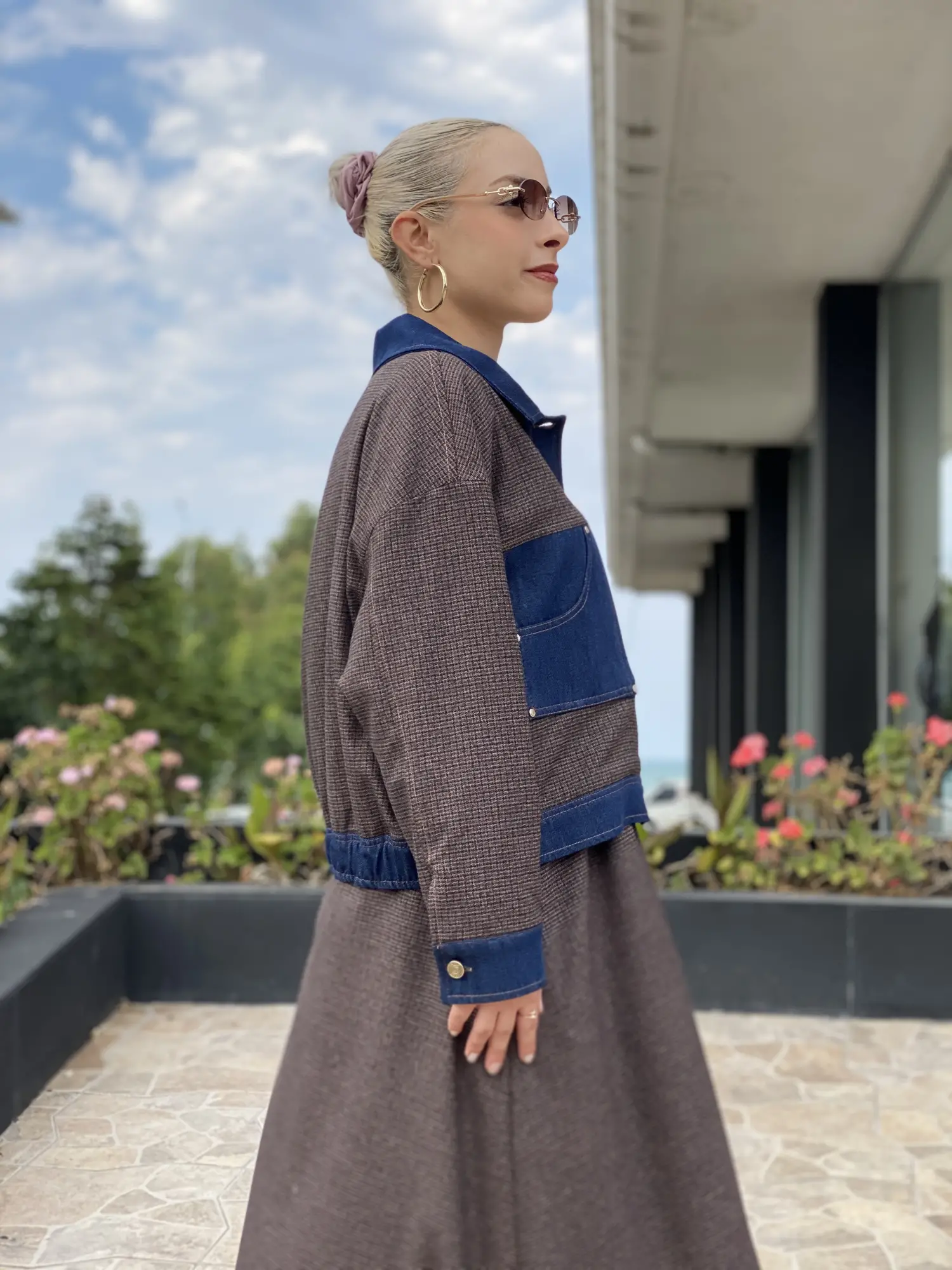 Kayra Denim Garnili Ekose Desen Ceket KA13008