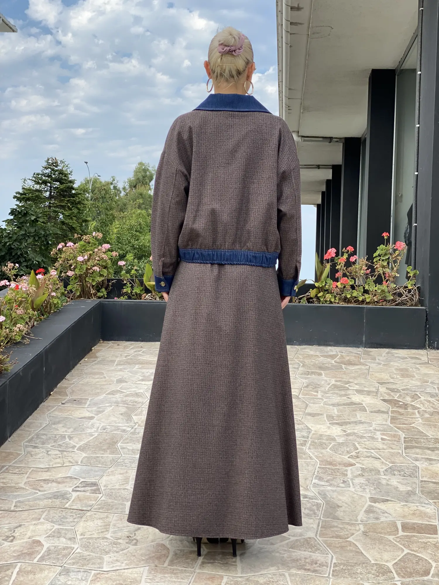 Kayra Denim Garnili Ekose Desen Ceket KA13008