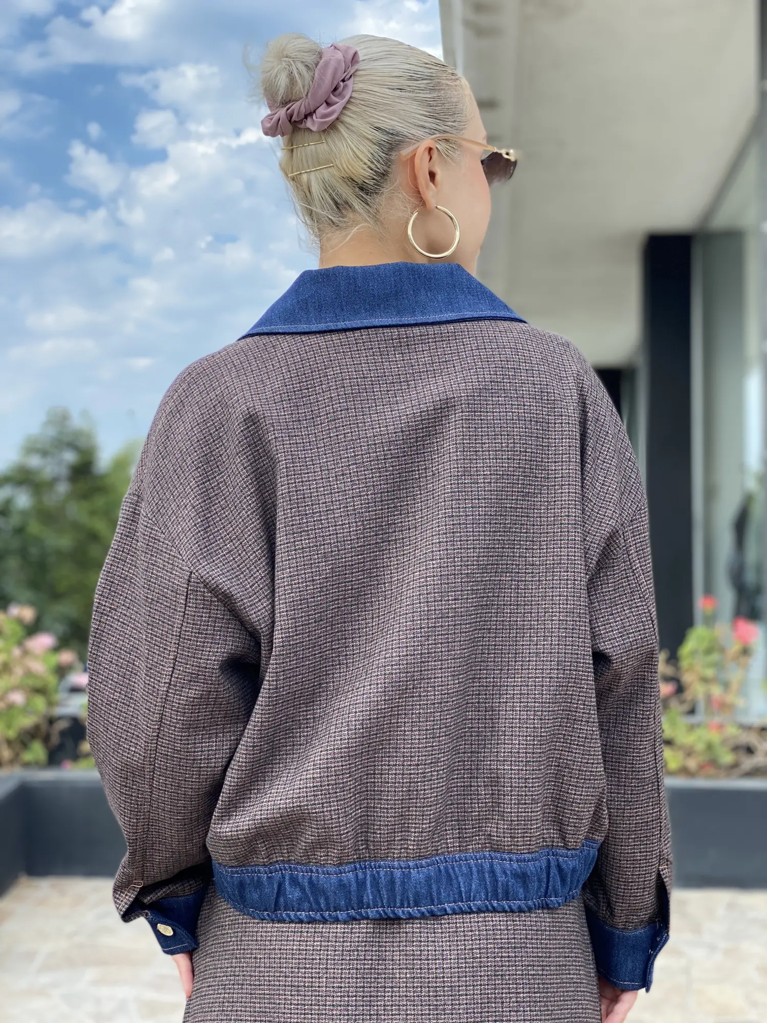 Kayra Denim Garnili Ekose Desen Ceket KA13008