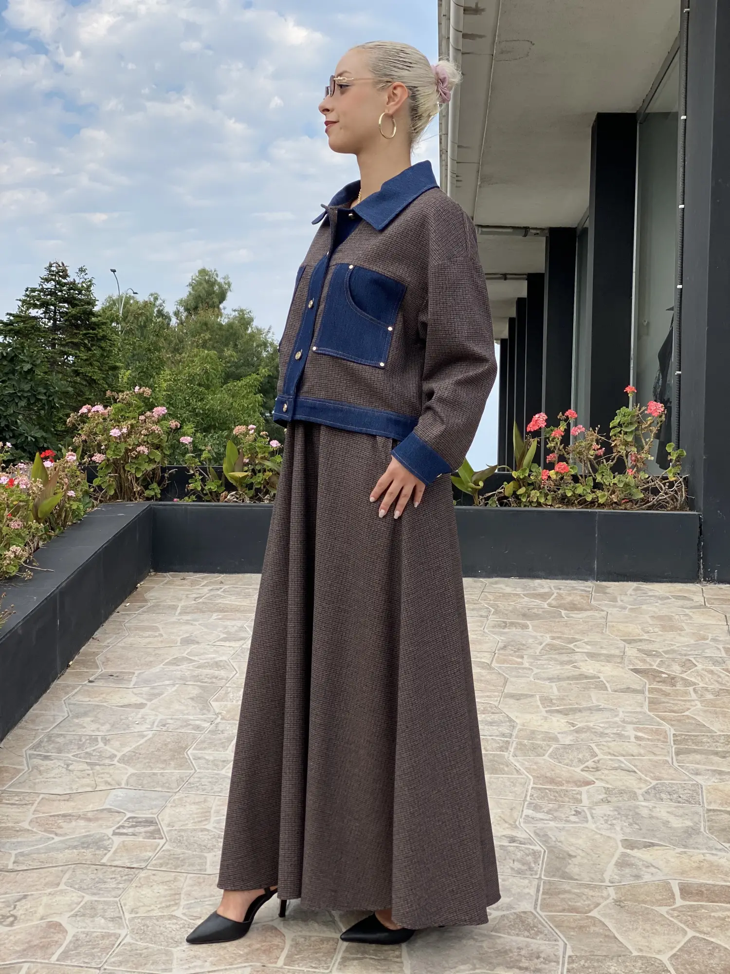 Kayra Denim Garnili Ekose Desen Ceket KA13008