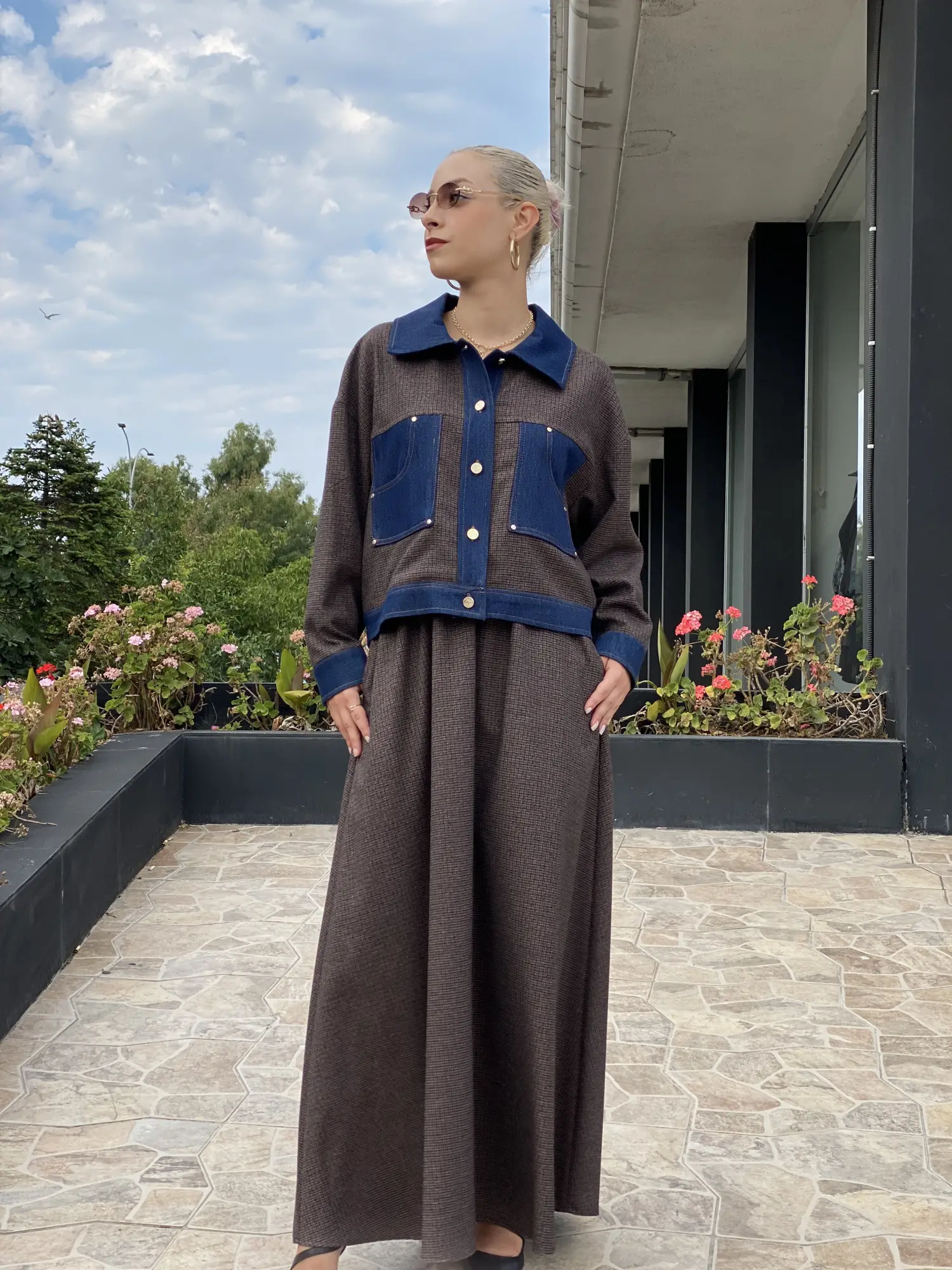 Kayra Denim Garnili Ekose Desen Ceket KA13008