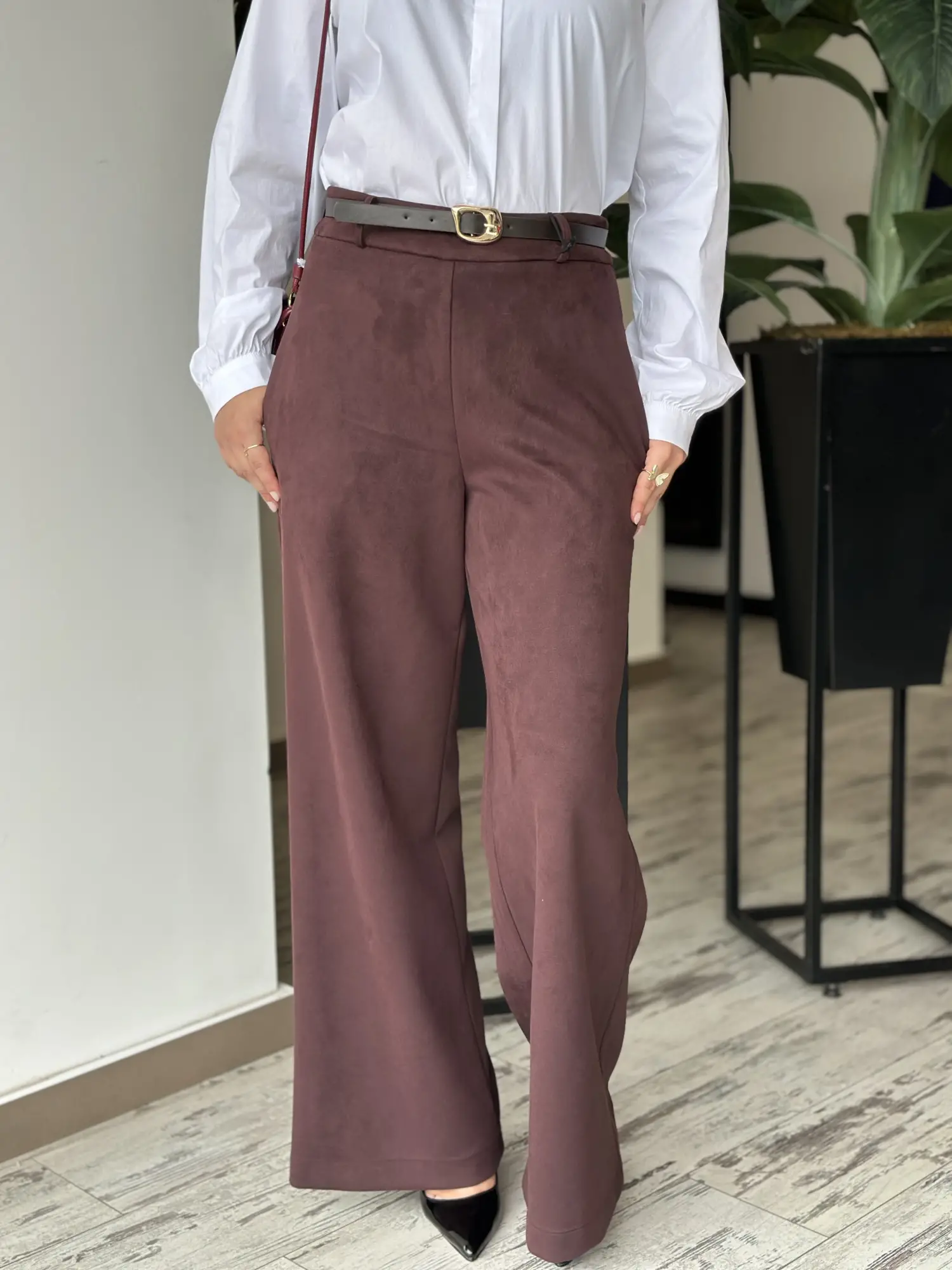 Kayra Kemerli Süet Pantolon KA19042