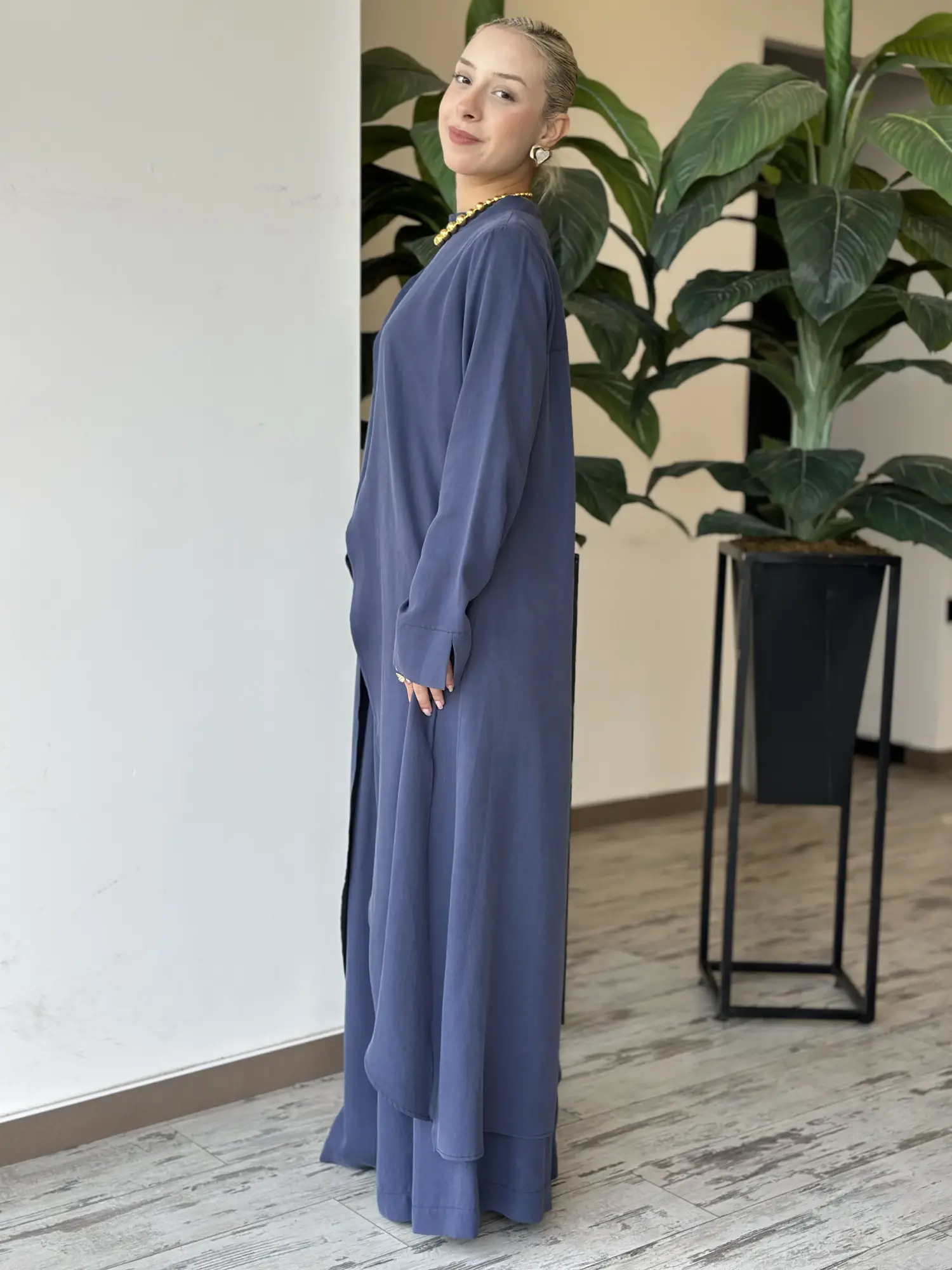 Almarwah Yırtmaç Detaylı Tam Boy Tunik Pantolon Takım 203047