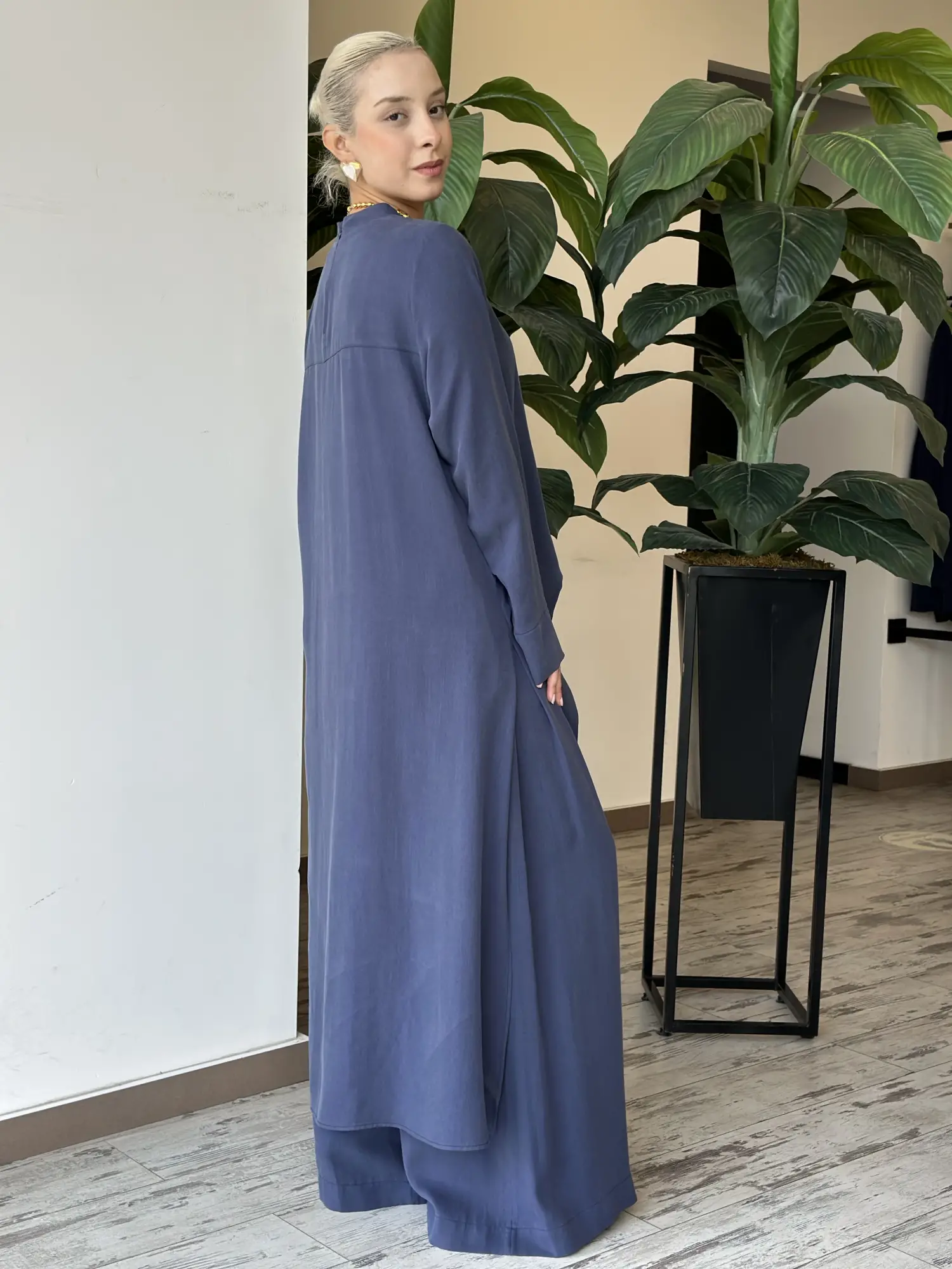 Almarwah Yırtmaç Detaylı Tam Boy Tunik Pantolon Takım 203047