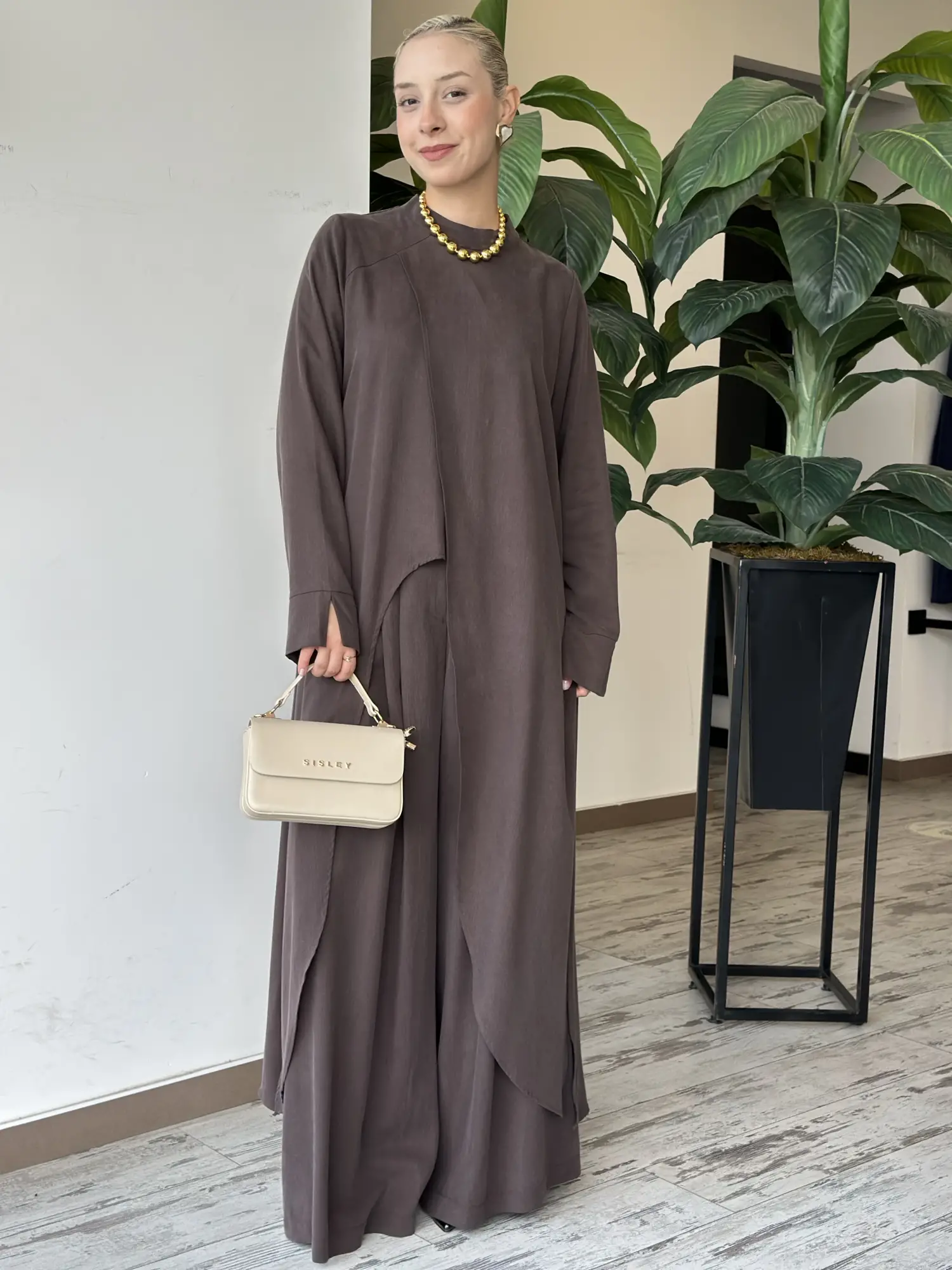 Almarwah Yırtmaç Detaylı Tam Boy Tunik Pantolon Takım 203047