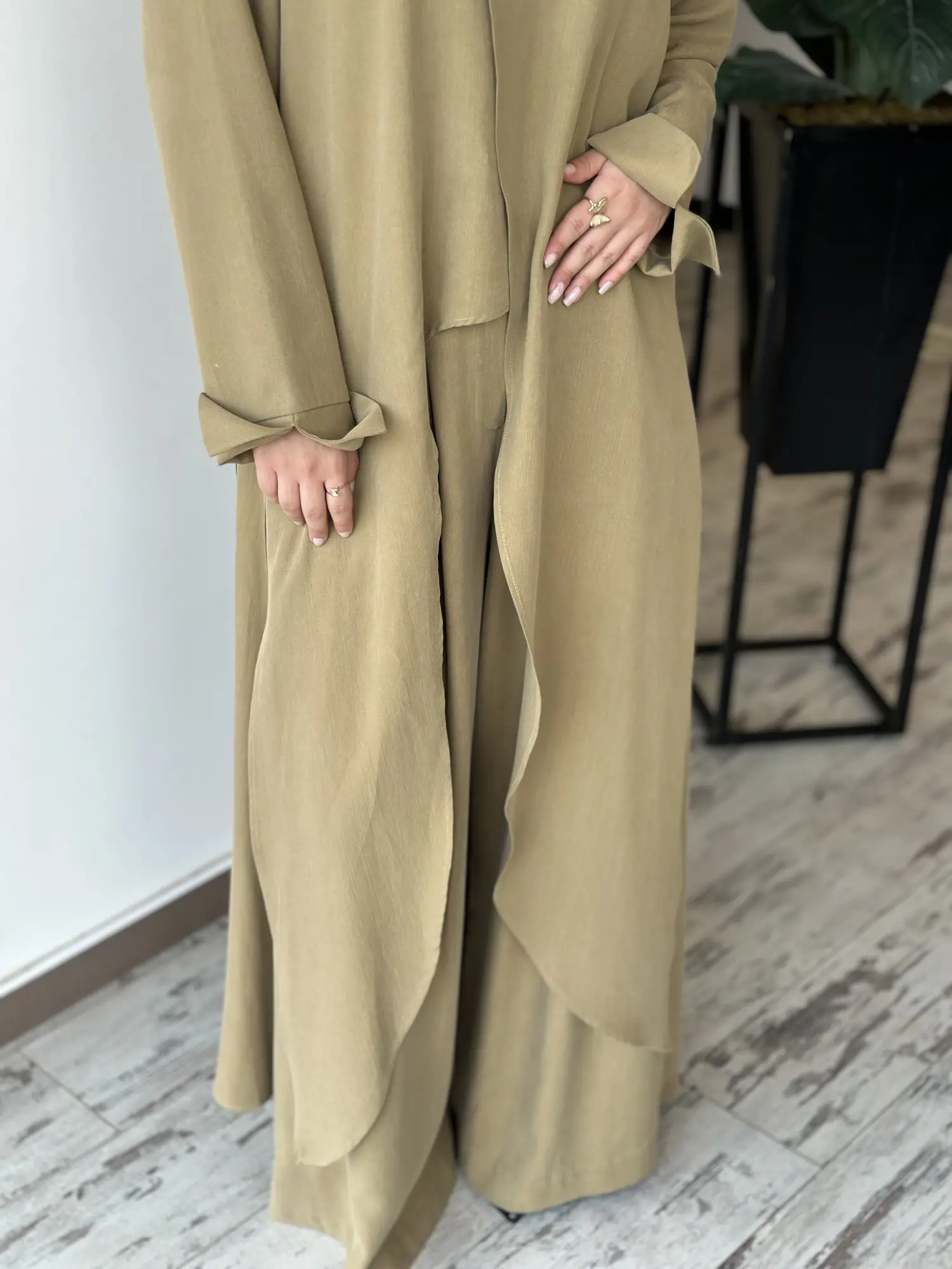 Almarwah Yırtmaç Detaylı Tam Boy Tunik Pantolon Takım 203047