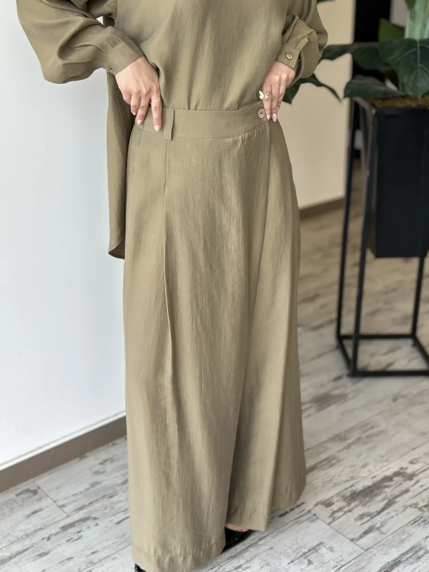 Almarwah Sırt Düğme Detaylı Tunik Pantolon Takım 203038