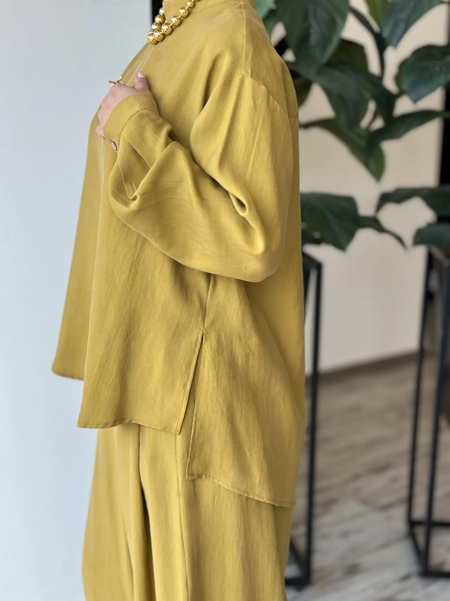 Almarwah Sırt Düğme Detaylı Tunik Pantolon Takım 203038
