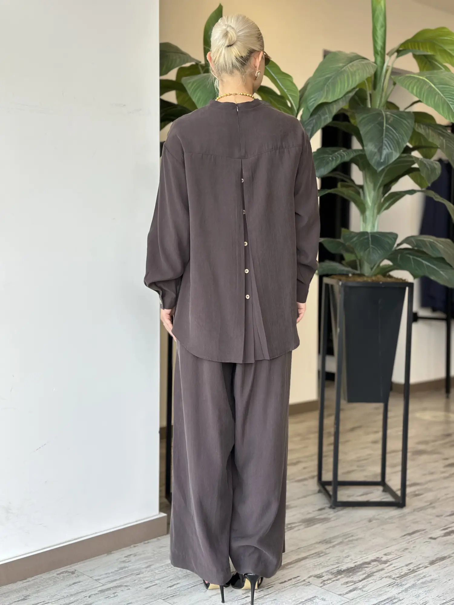 Almarwah Sırt Düğme Detaylı Tunik Pantolon Takım 203038