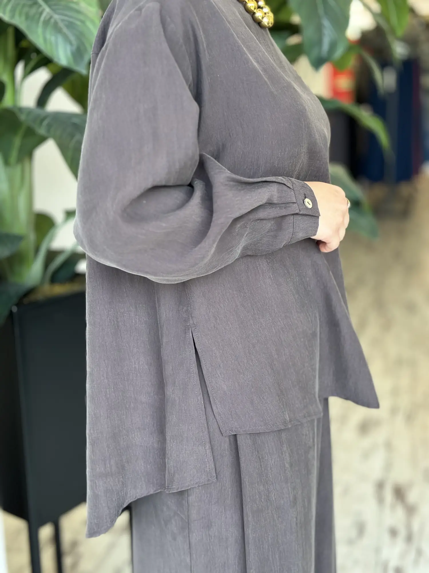 Almarwah Sırt Düğme Detaylı Tunik Pantolon Takım 203038