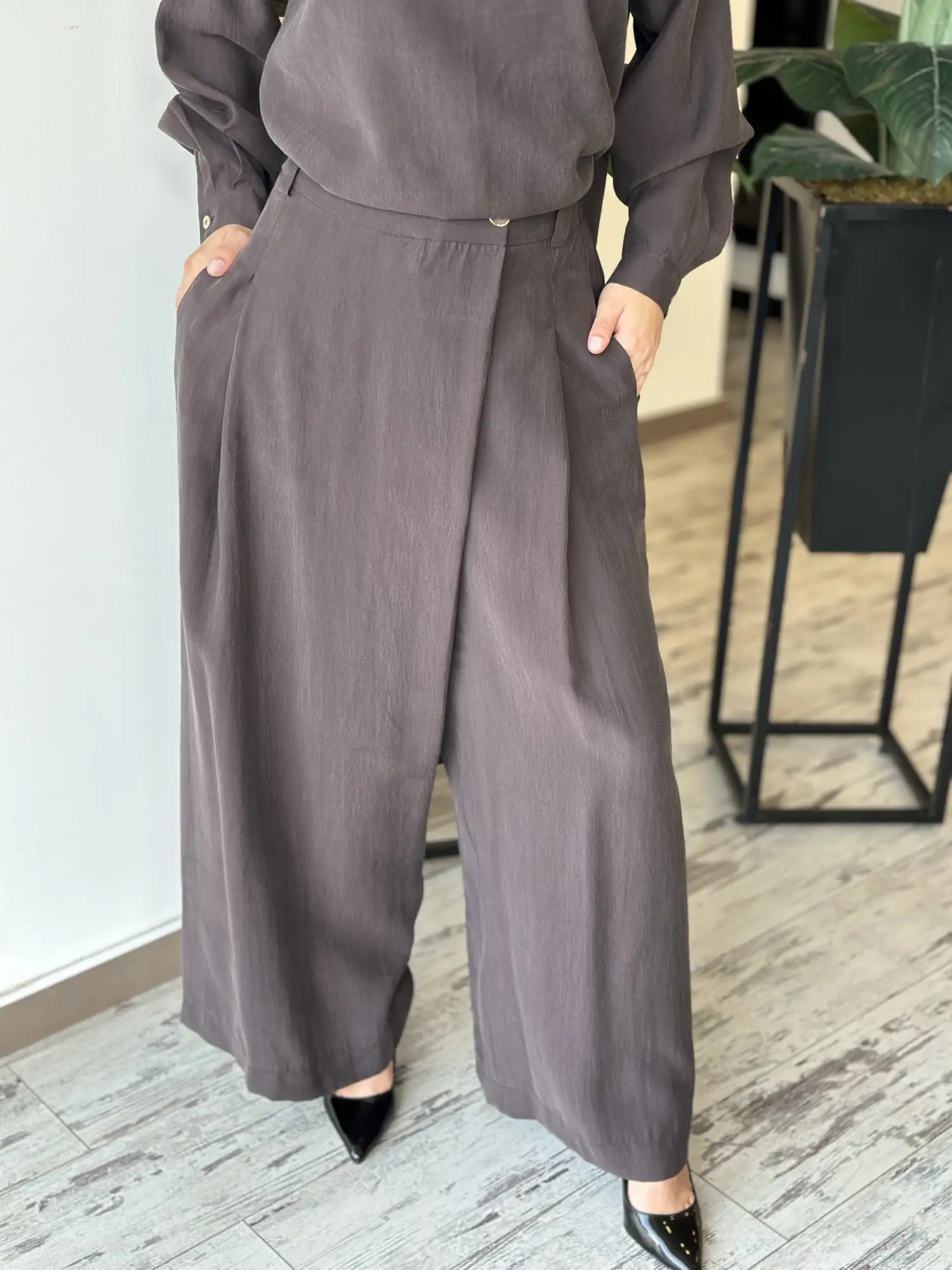 Almarwah Sırt Düğme Detaylı Tunik Pantolon Takım 203038