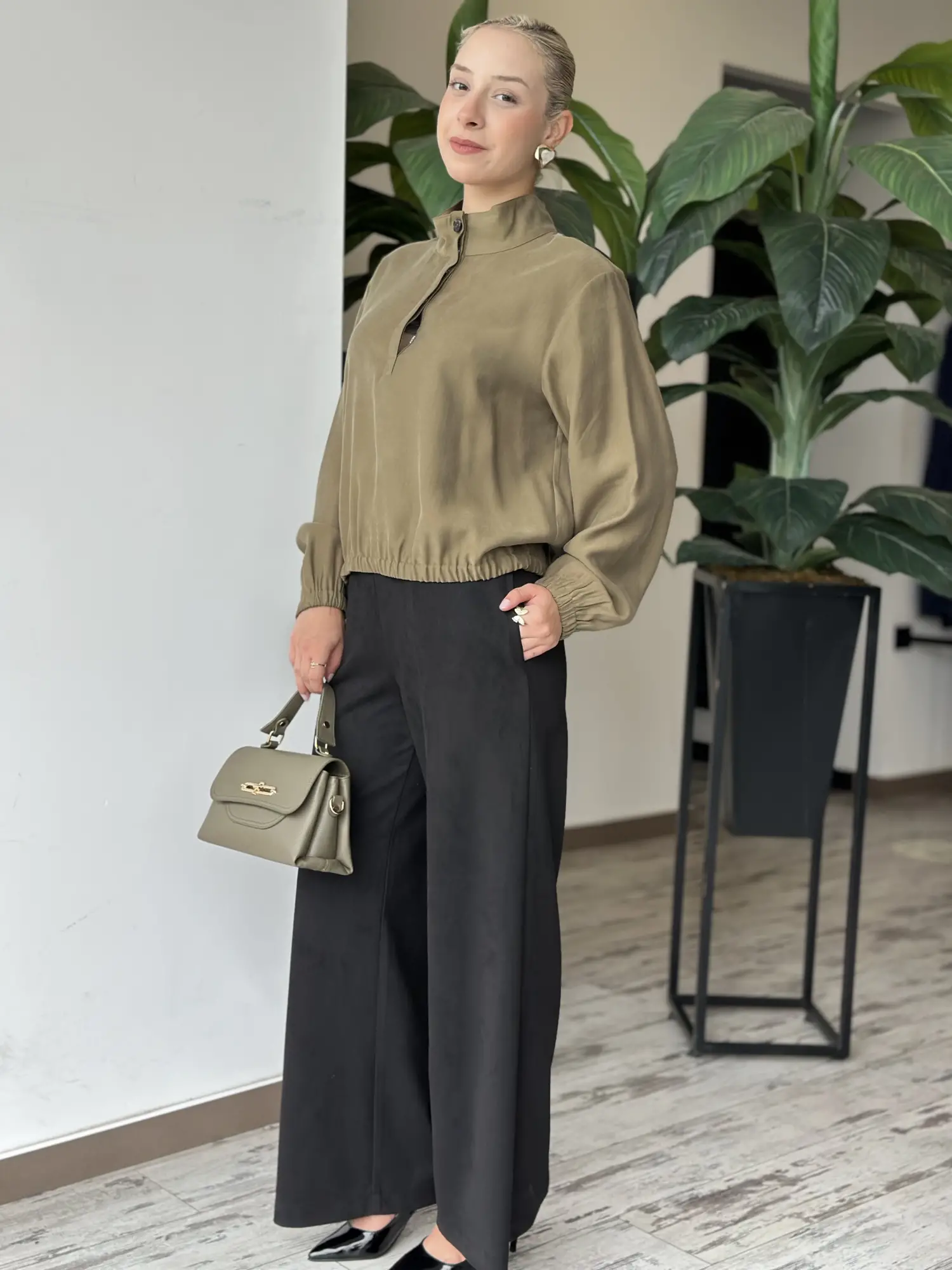 Kayra Dik Yaka Rayon Bluz KA11004