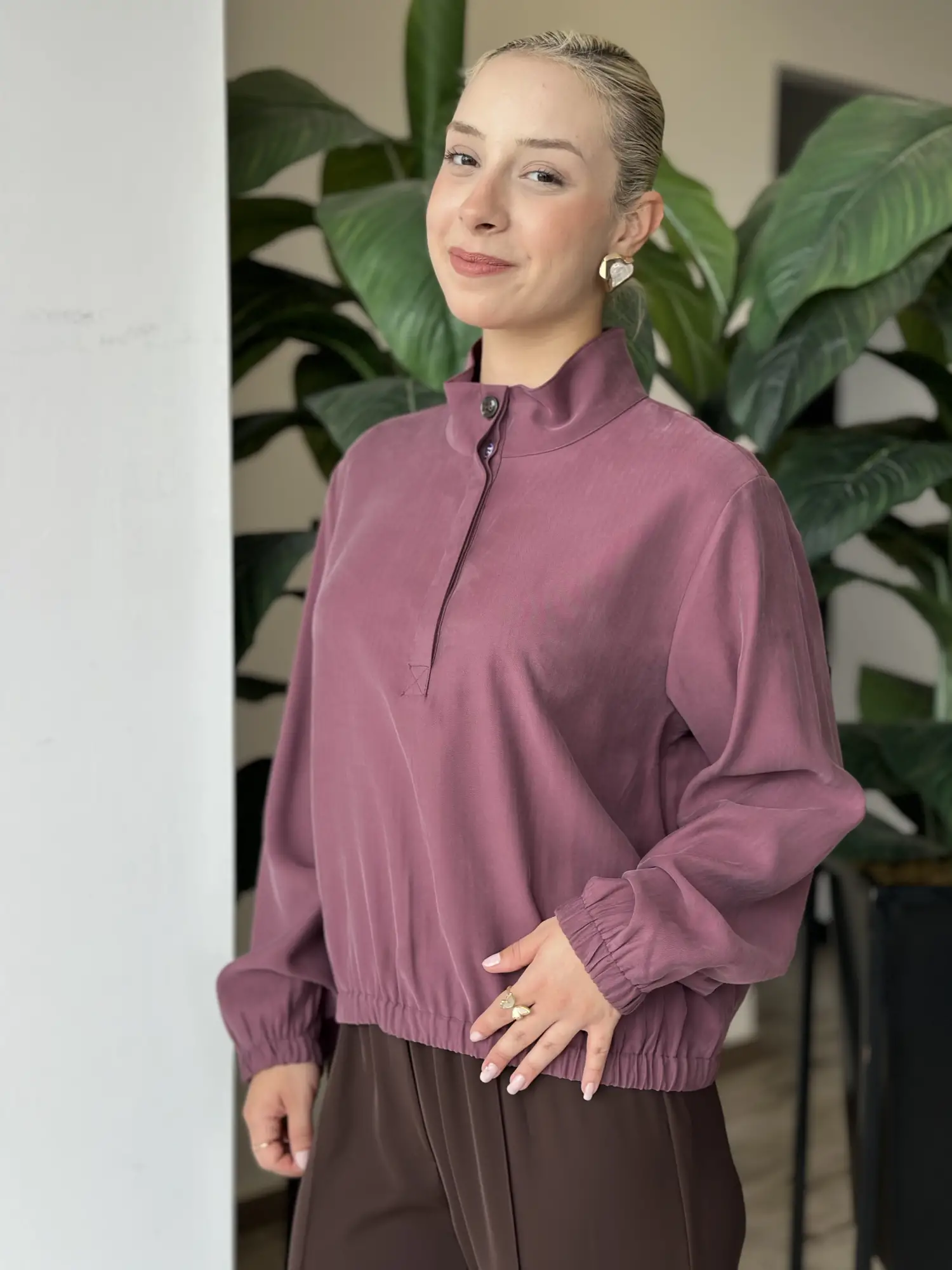 Kayra Dik Yaka Rayon Bluz KA11004