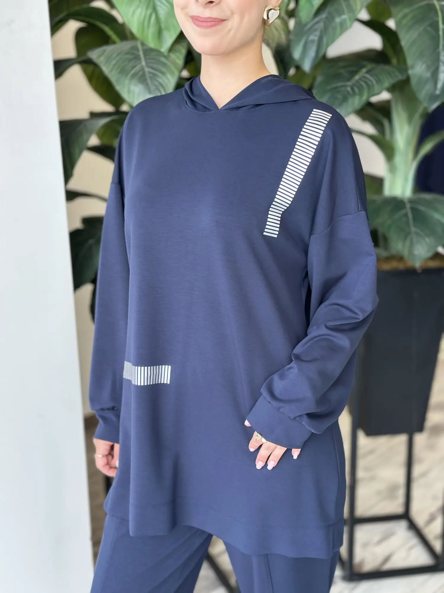 Kayra Rahat Kesim Kapüşonlu Tunik Pantolon Takım KA16031