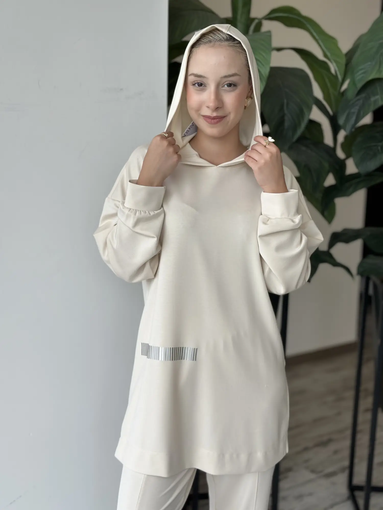 Kayra Rahat Kesim Kapüşonlu Tunik Pantolon Takım KA16031