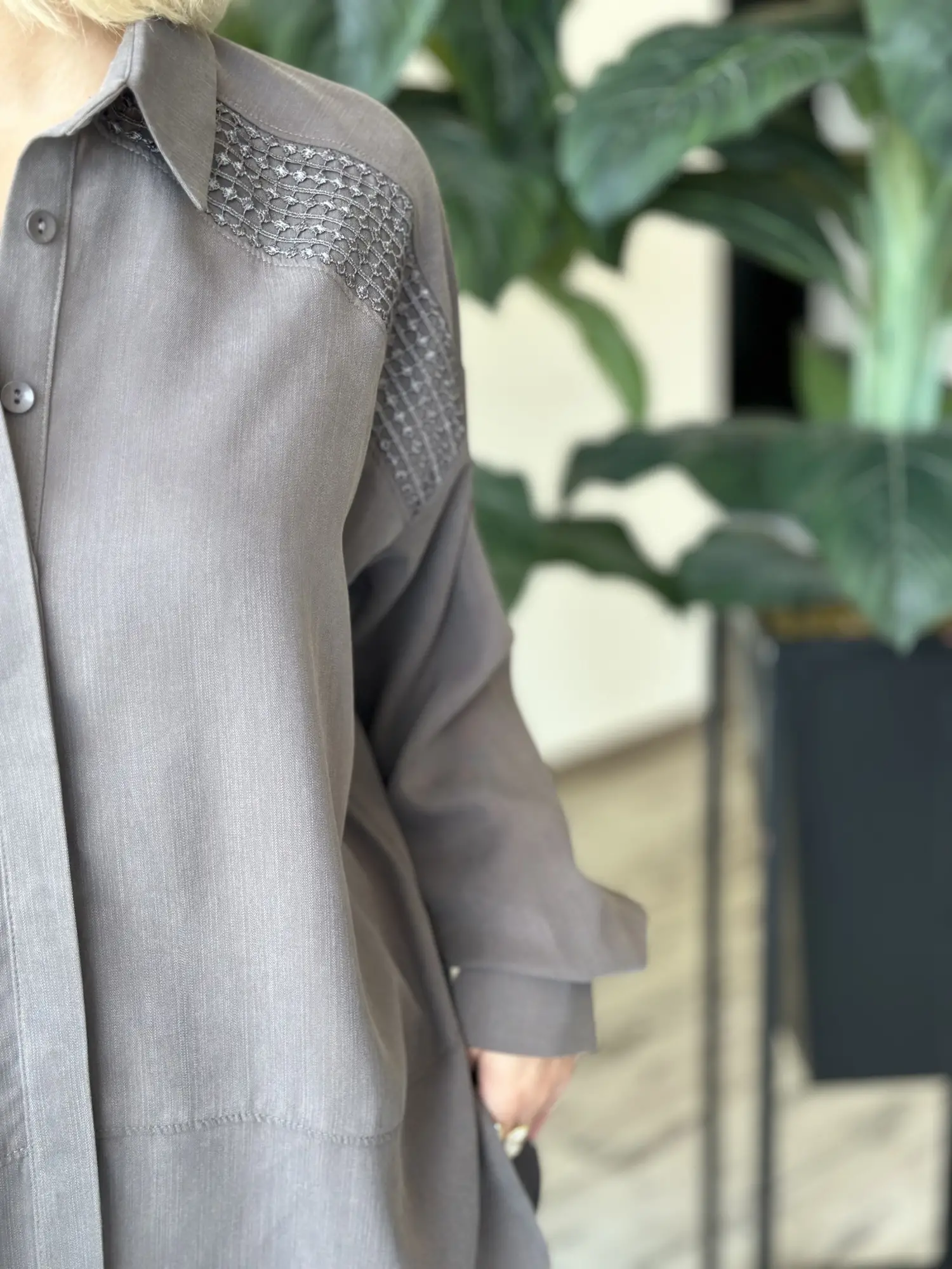 Almarwah Omuz Dantel Detaylı Gömlek Pantolon Takım 202983