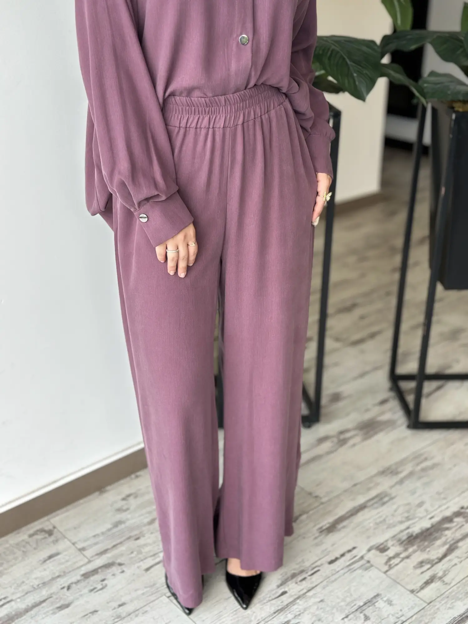 Almarwah Çıt Detaylı Uzun Tunik Pantolon Takım 202971Y