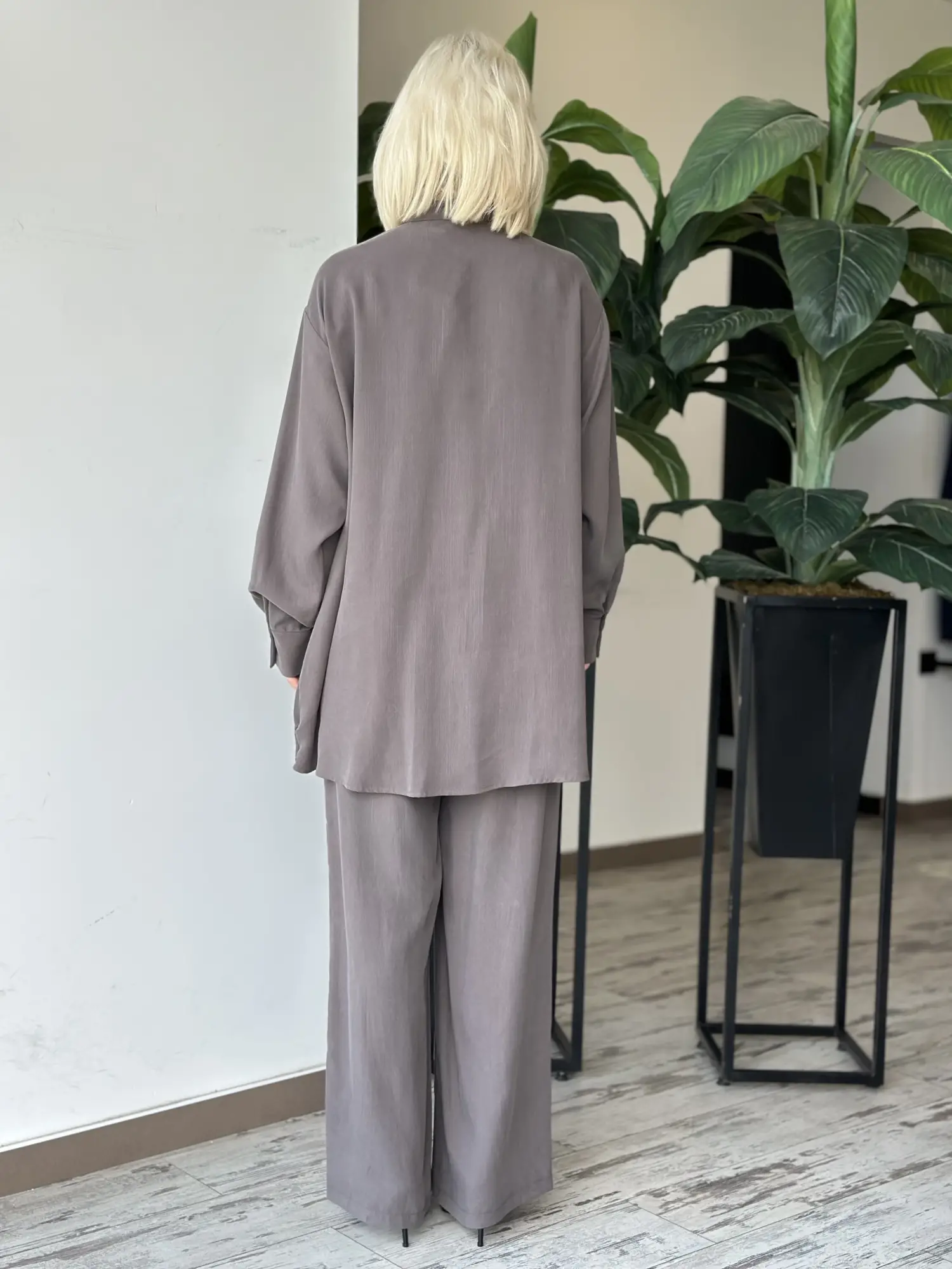 Almarwah Çıt Detaylı Uzun Tunik Pantolon Takım 202971Y