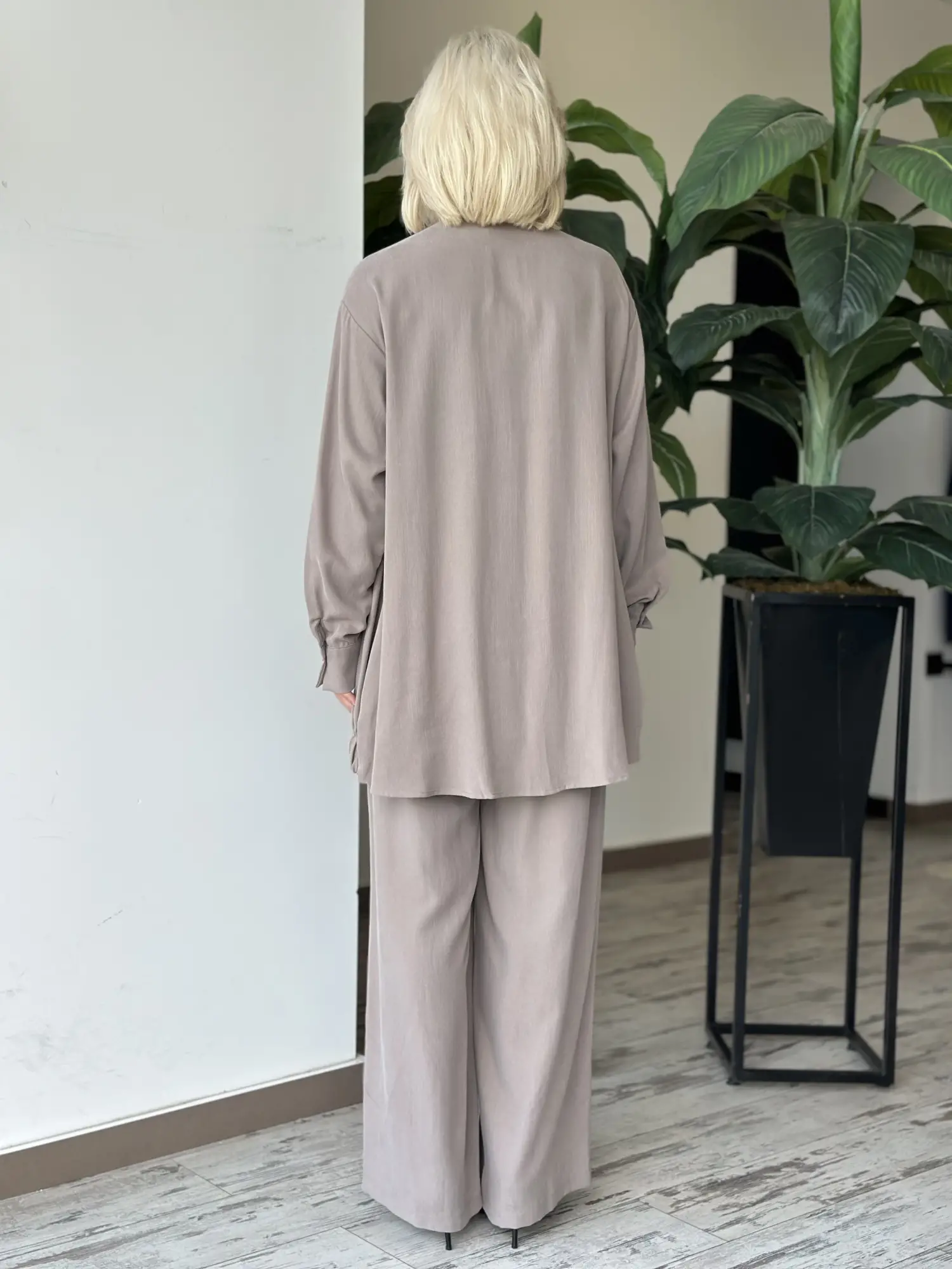 Almarwah Çıt Detaylı Uzun Tunik Pantolon Takım 202971Y