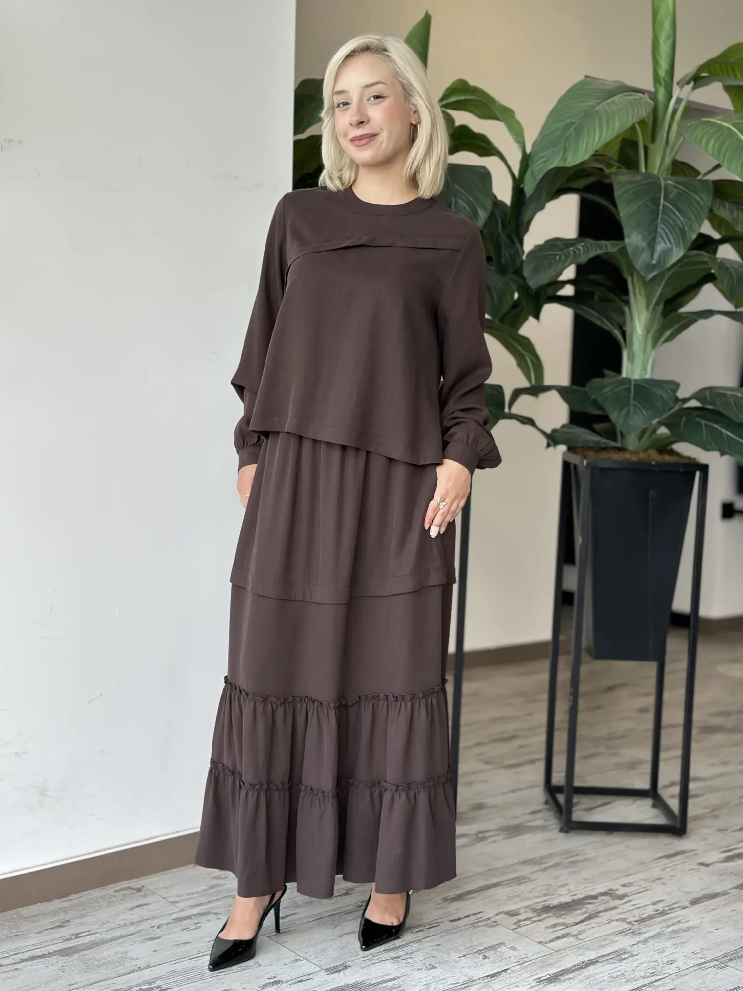 Almarwah Beli Lastikli Cepli Etek Bluz Takım 203025
