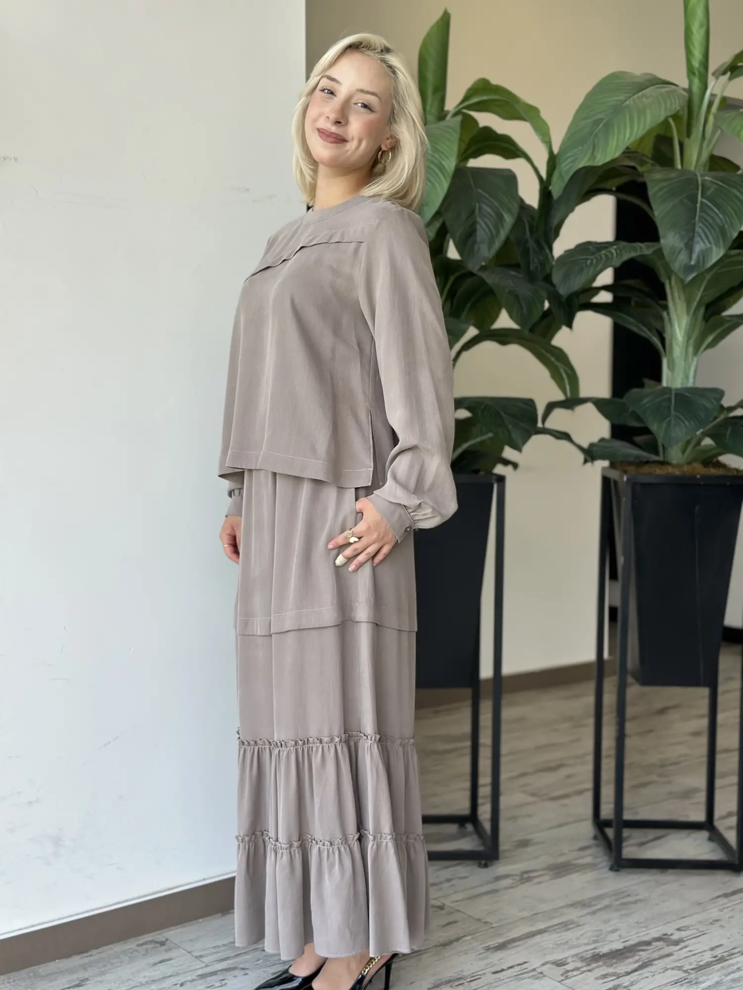 Almarwah Beli Lastikli Cepli Etek Bluz Takım 203025