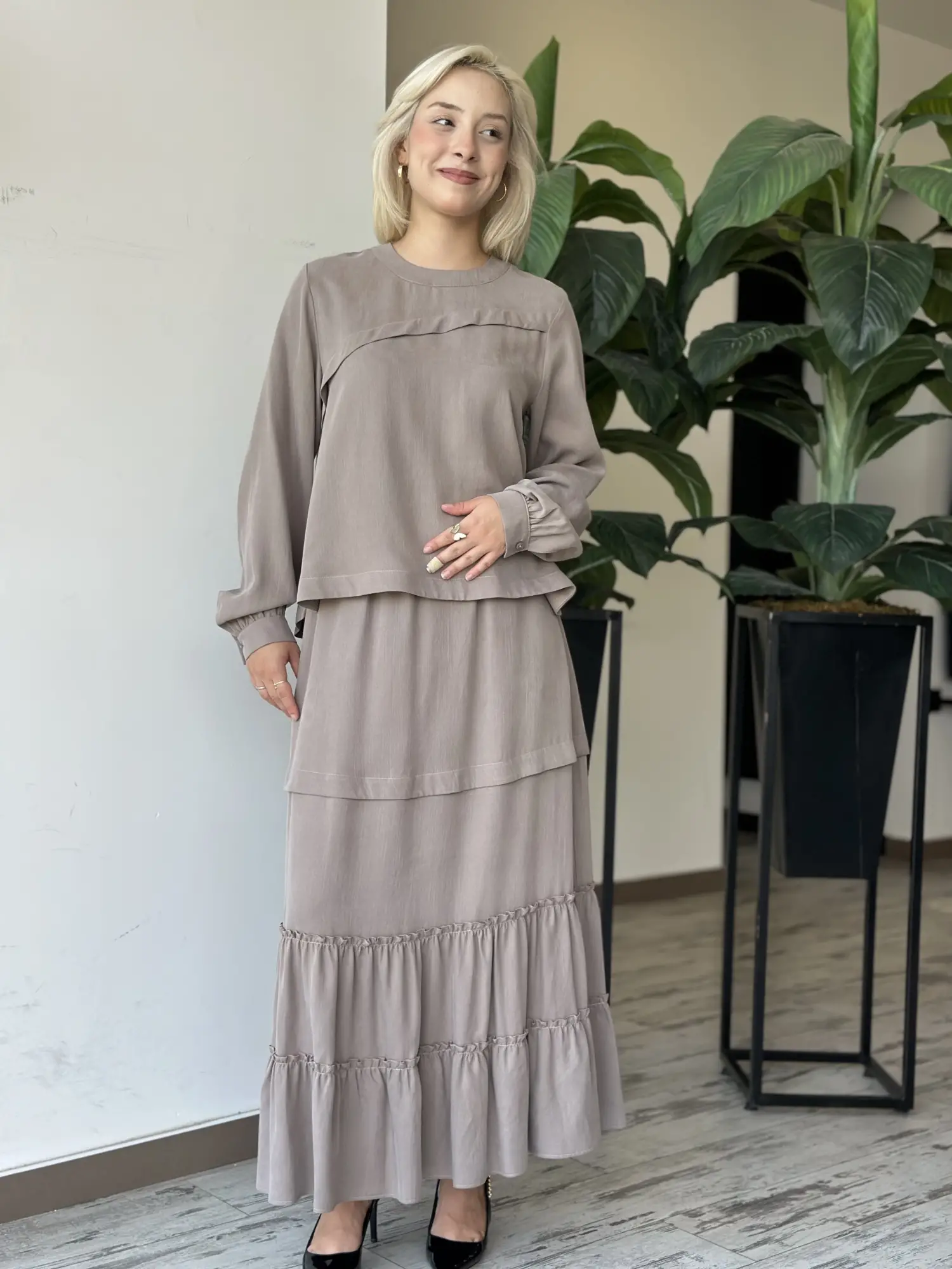 Almarwah Beli Lastikli Cepli Etek Bluz Takım 203025