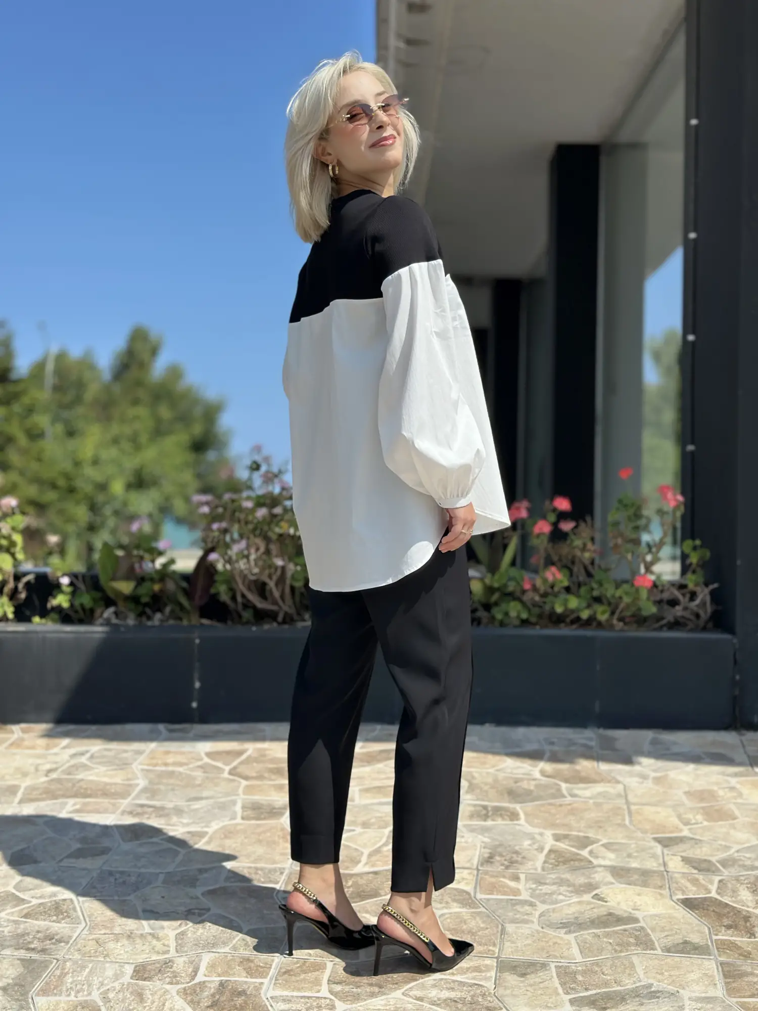 Almarwah Fitilli Kumaş Detaylı Yandan Yırtmaçlı Poplin Tunik 102273