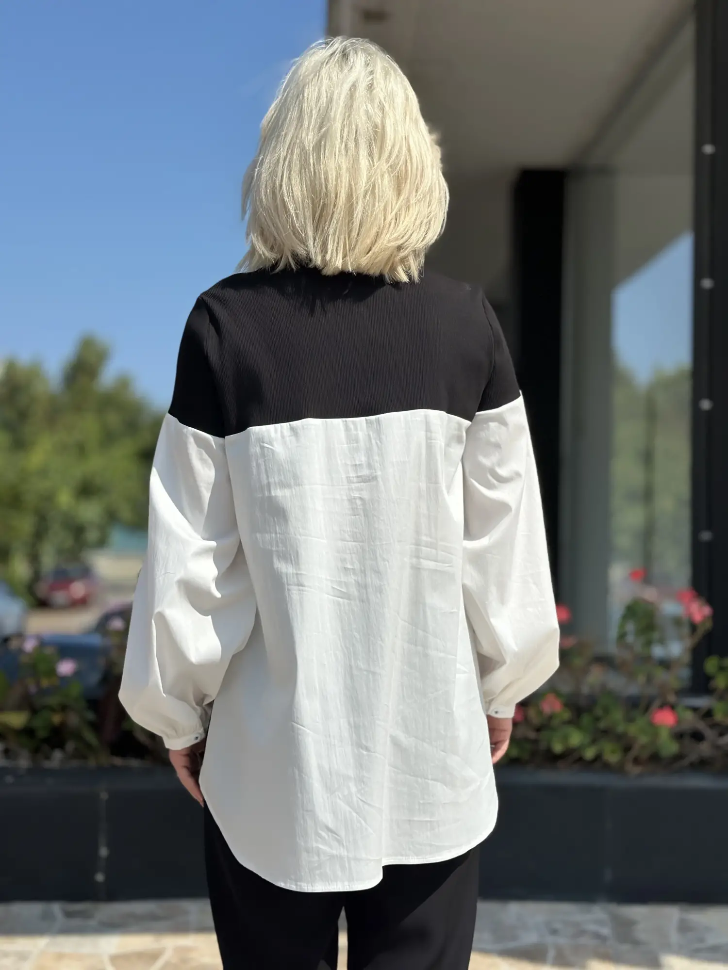 Almarwah Fitilli Kumaş Detaylı Yandan Yırtmaçlı Poplin Tunik 102273
