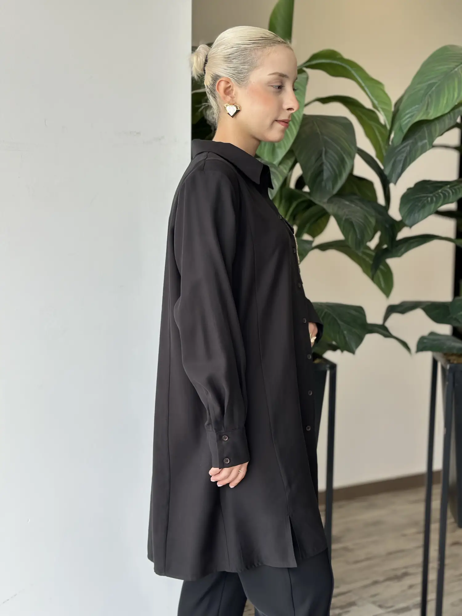 Kayra Boncuk İşlemeli Büyük Beden Rayon Tunik / Gömlek KA21015