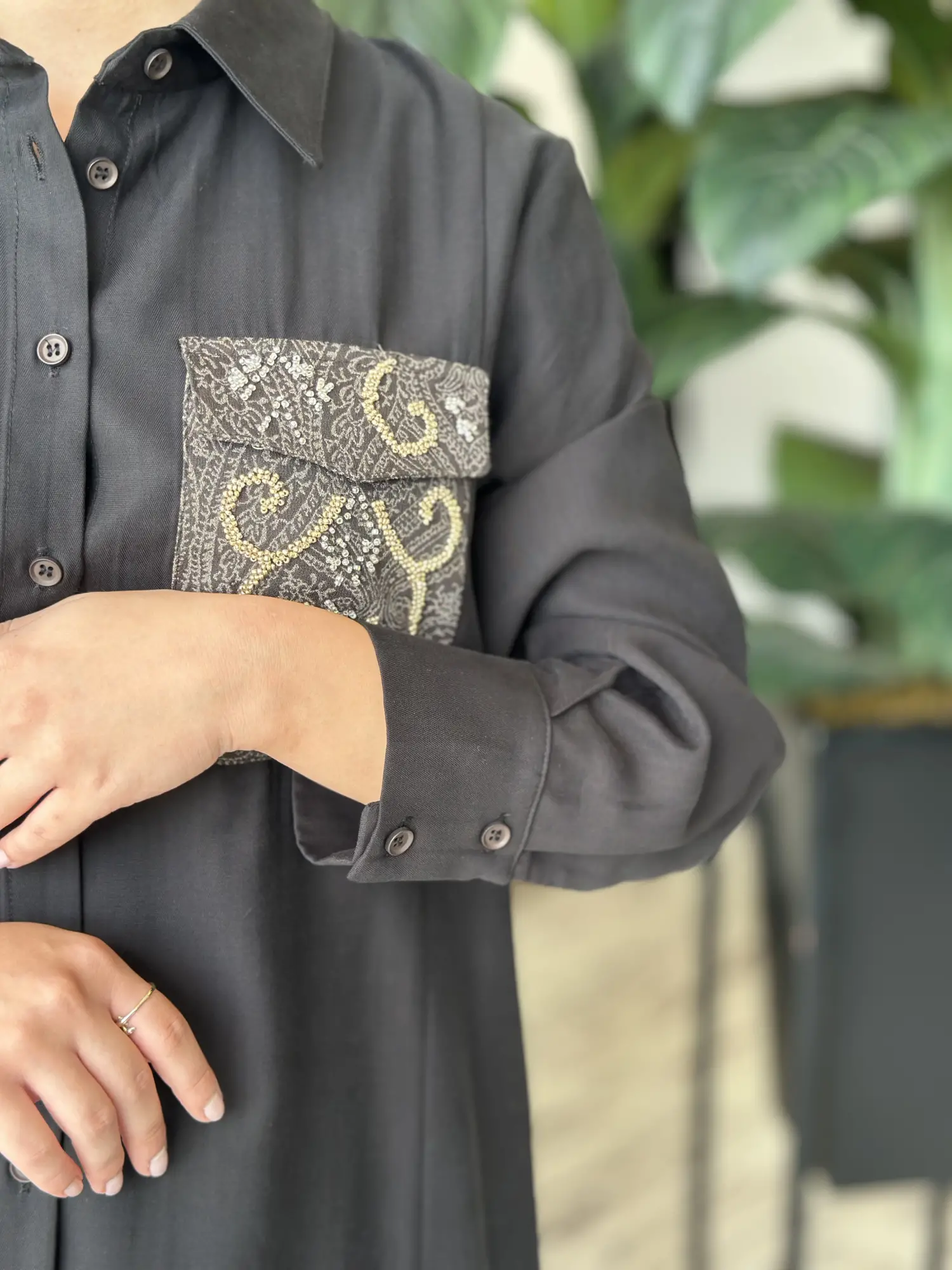 Kayra Boncuk İşlemeli Büyük Beden Rayon Tunik / Gömlek KA21015