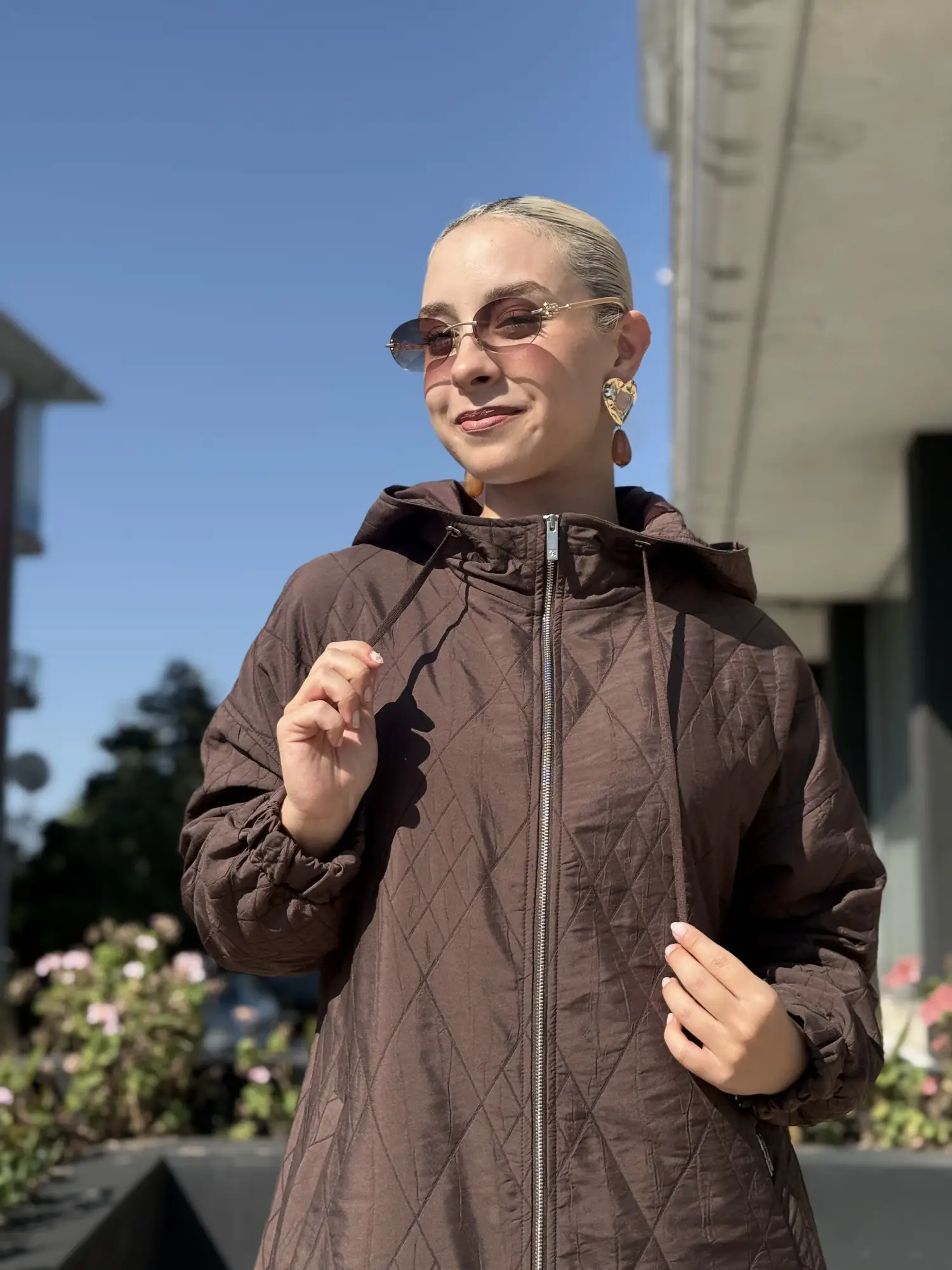Kayra Kapüşonlu Kapitone Uzun Giyçık Kap KA25011