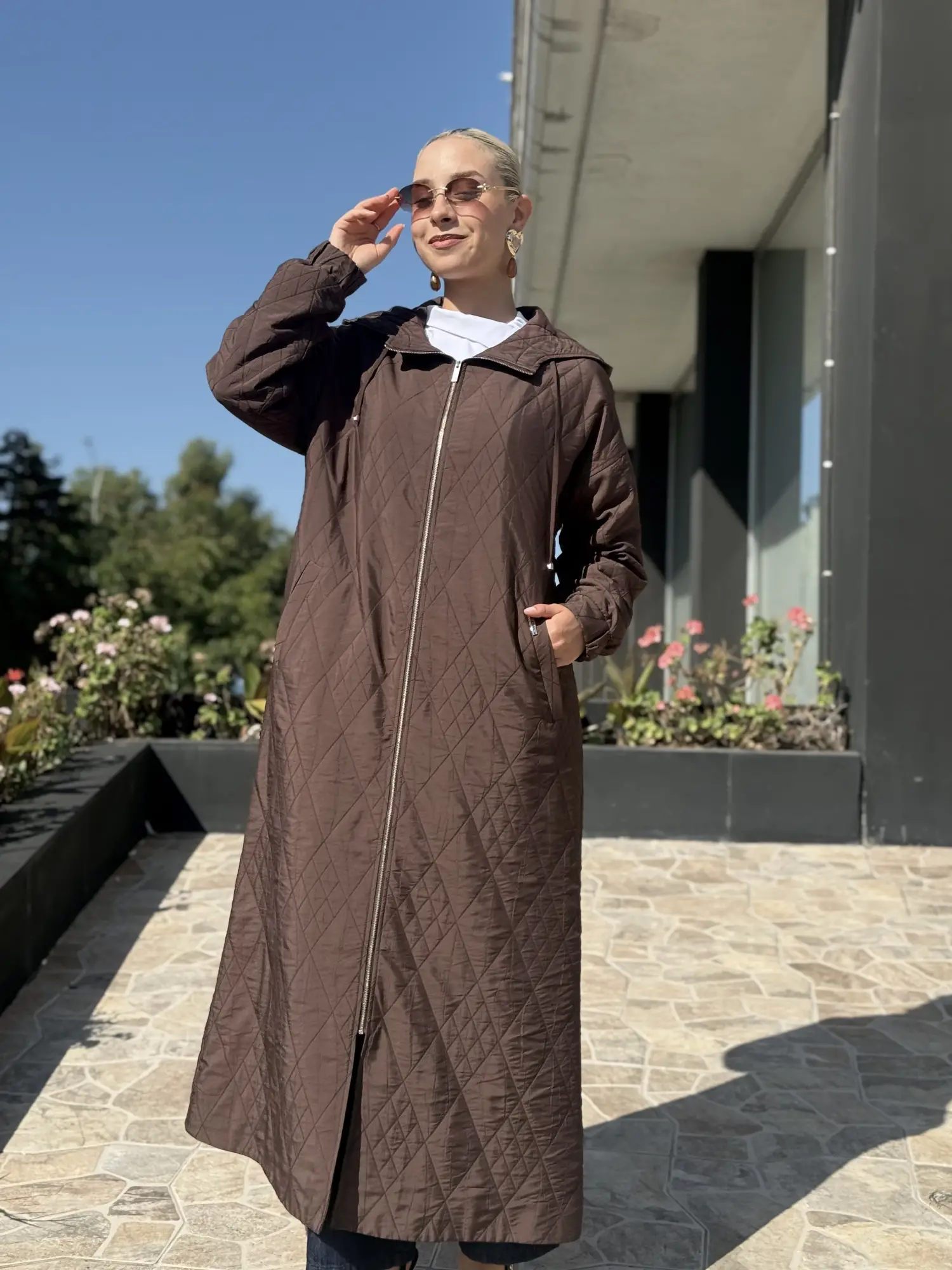 Kayra Kapüşonlu Kapitone Uzun Giyçık Kap KA25011