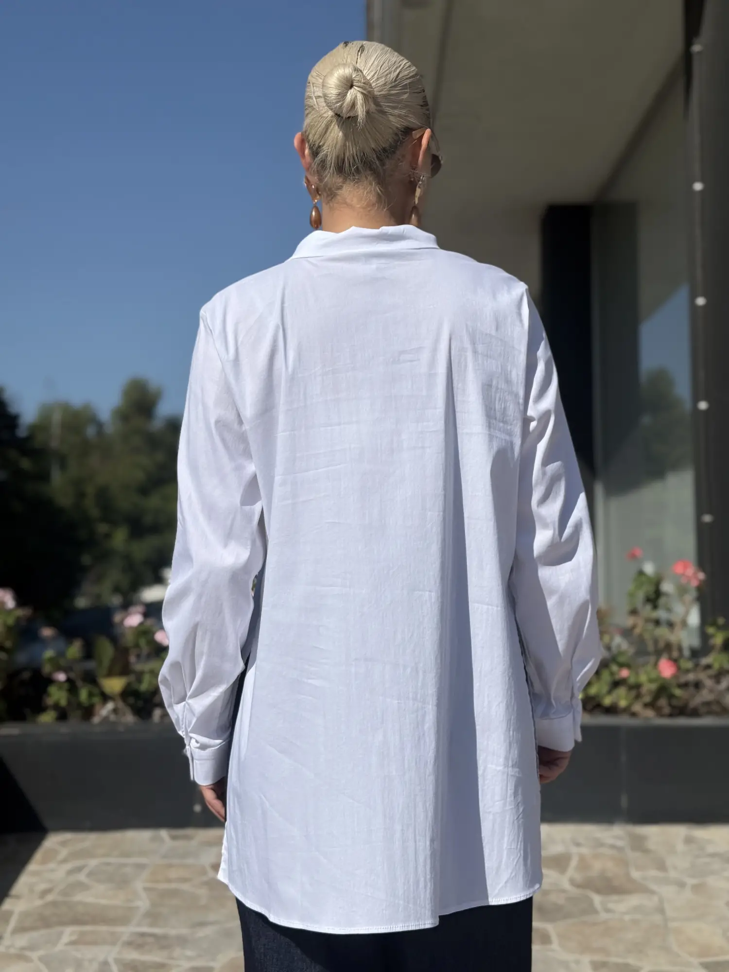 Almarwah Çapraz Düğme Detaylı Poplin Gömlek 101021