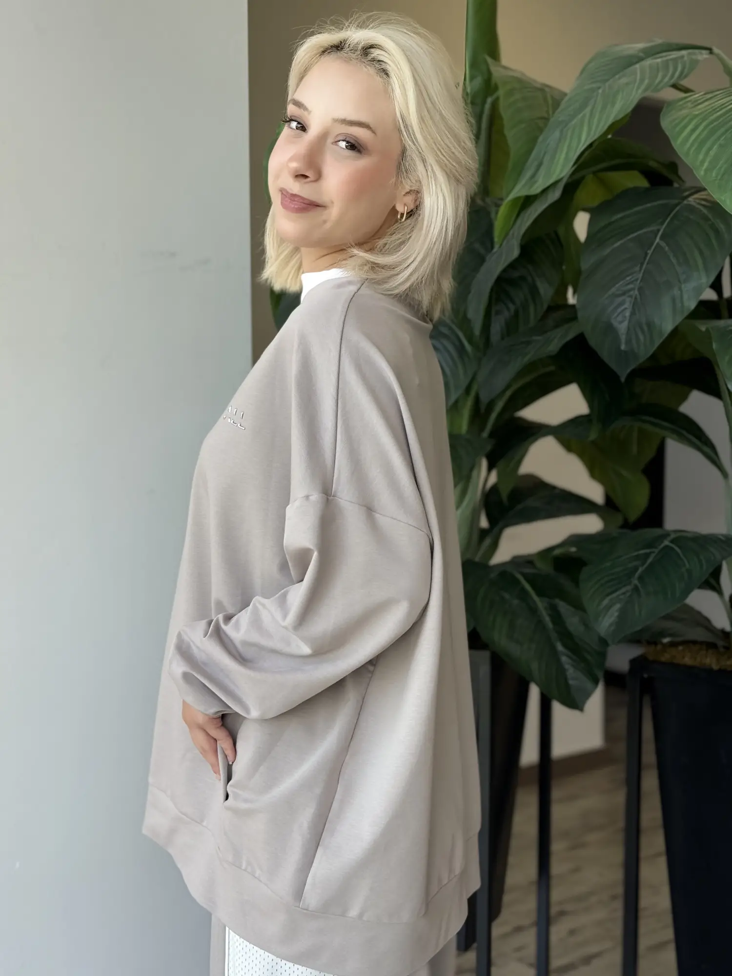Almarwah Kontrast Ribana Detaylı Sweat Tunik ALL1001