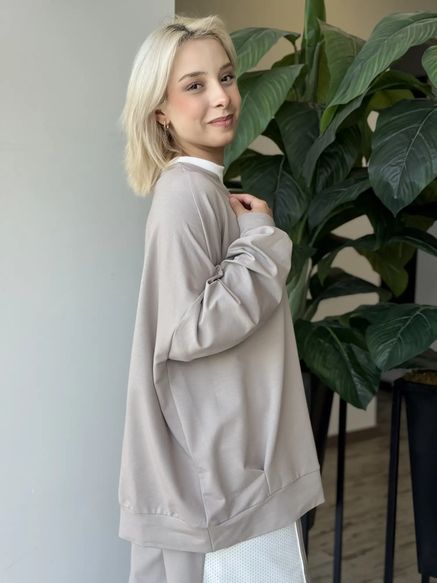 Almarwah Kontrast Ribana Detaylı Sweat Tunik ALL1001