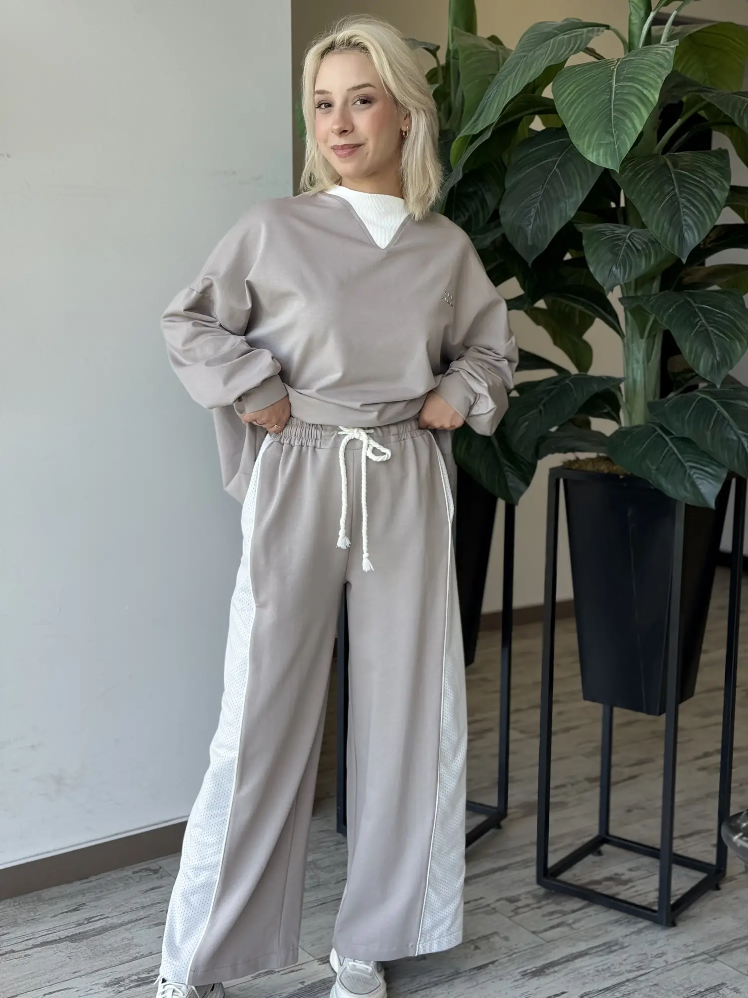 Almarwah Kontrast Ribana Detaylı Sweat Tunik ALL1001