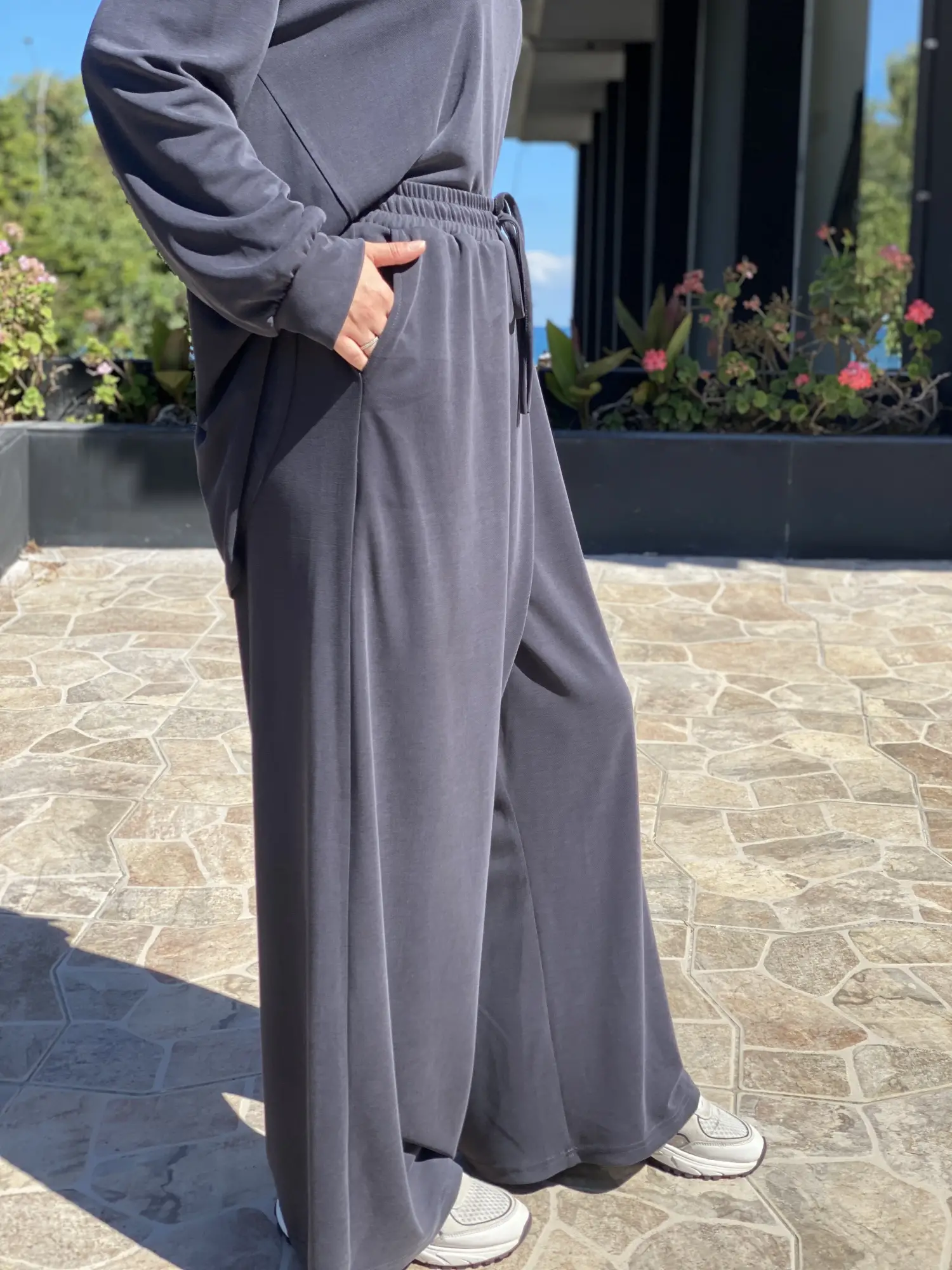Almarwah Asimetrik Tunik Anvelop Pantolon Takım 203049