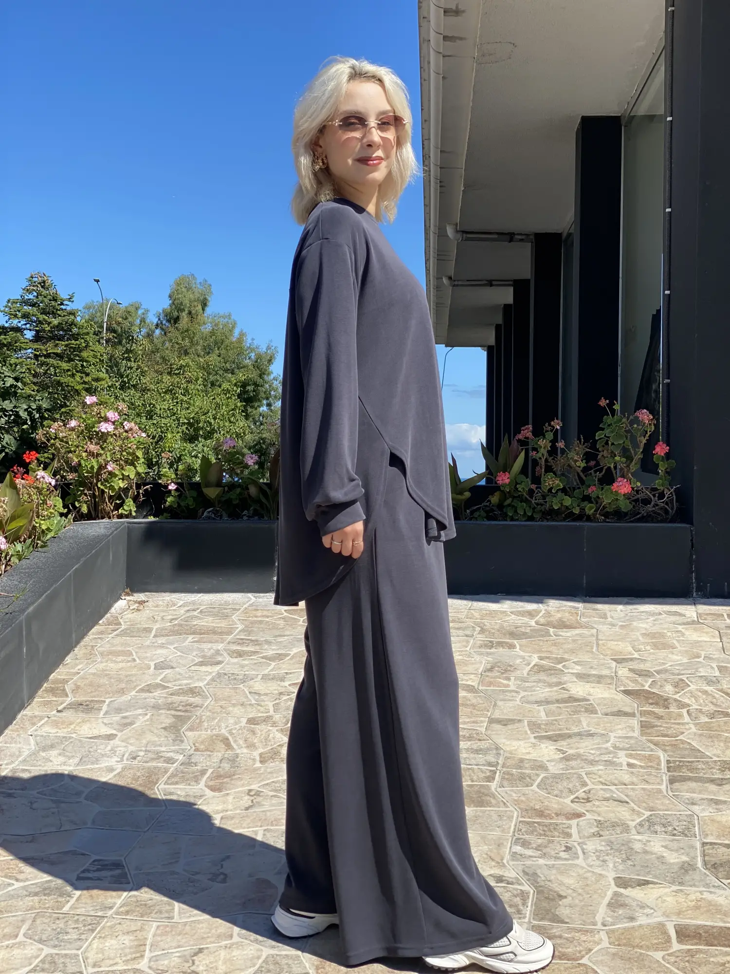 Almarwah Asimetrik Tunik Anvelop Pantolon Takım 203049