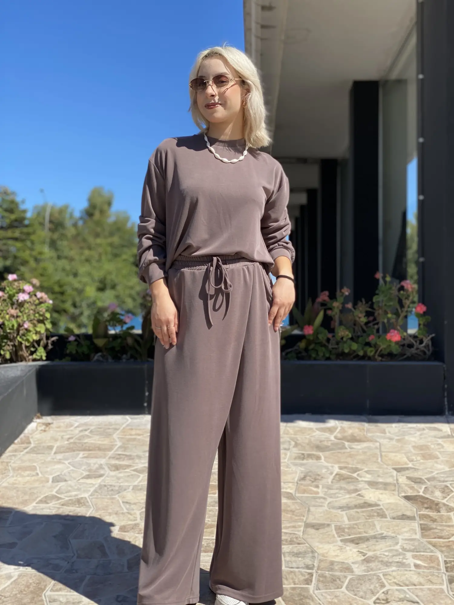 Almarwah Asimetrik Tunik Anvelop Pantolon Takım 203049