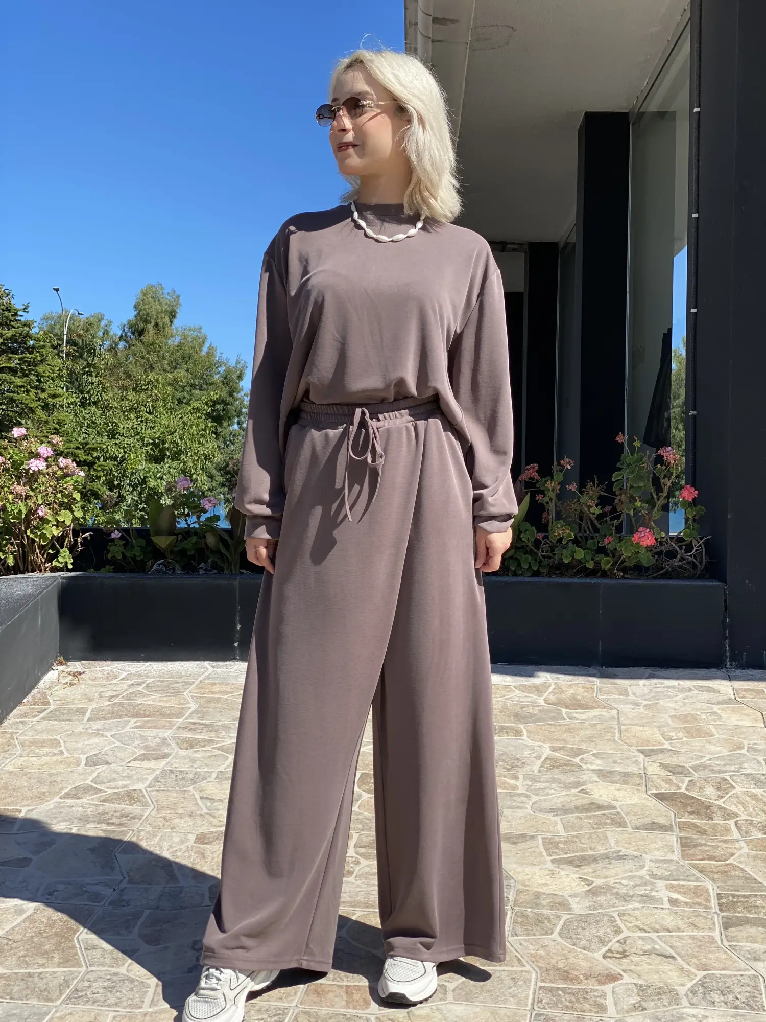 Almarwah Asimetrik Tunik Anvelop Pantolon Takım 203049
