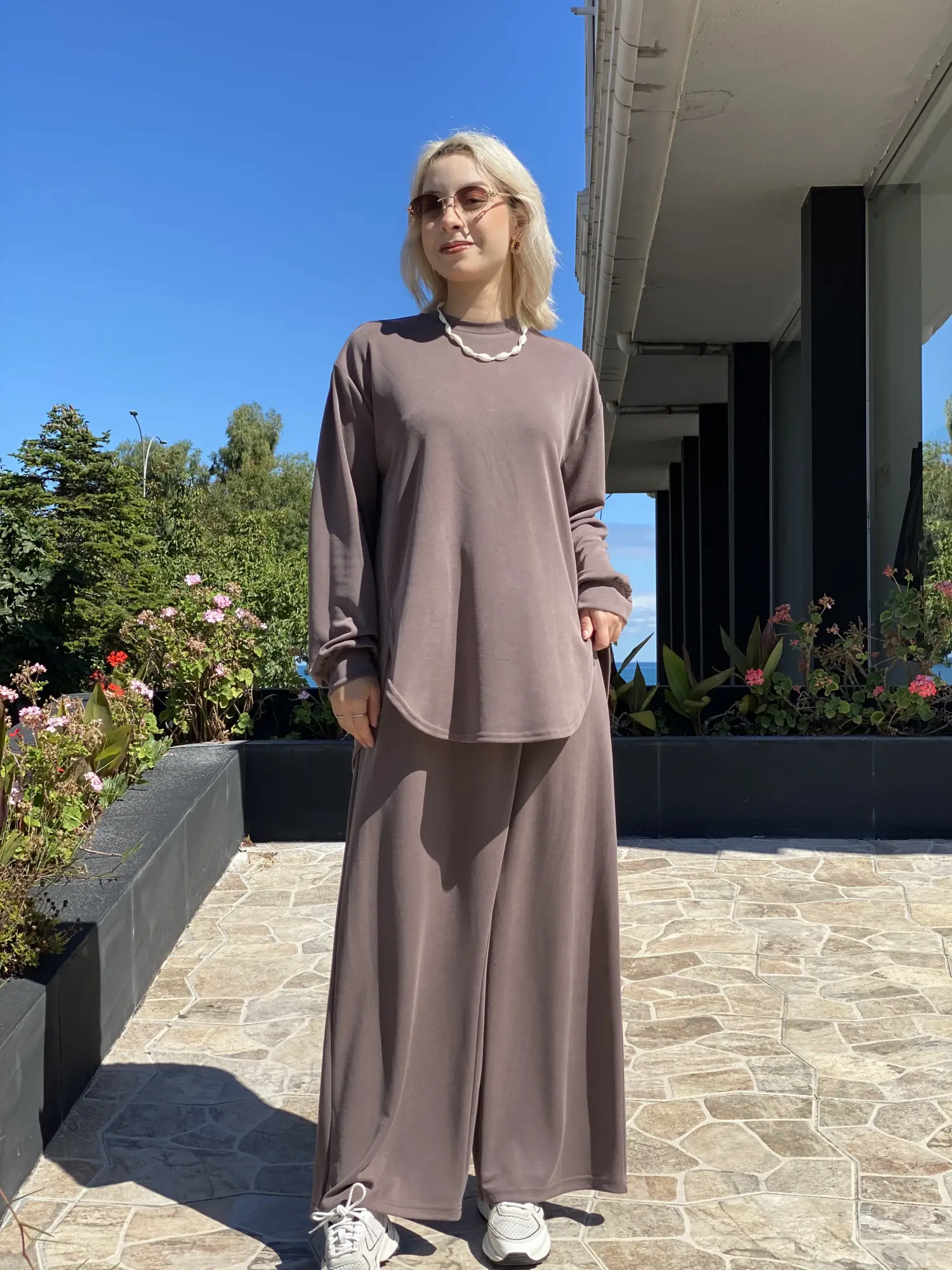 Almarwah Asimetrik Tunik Anvelop Pantolon Takım 203049