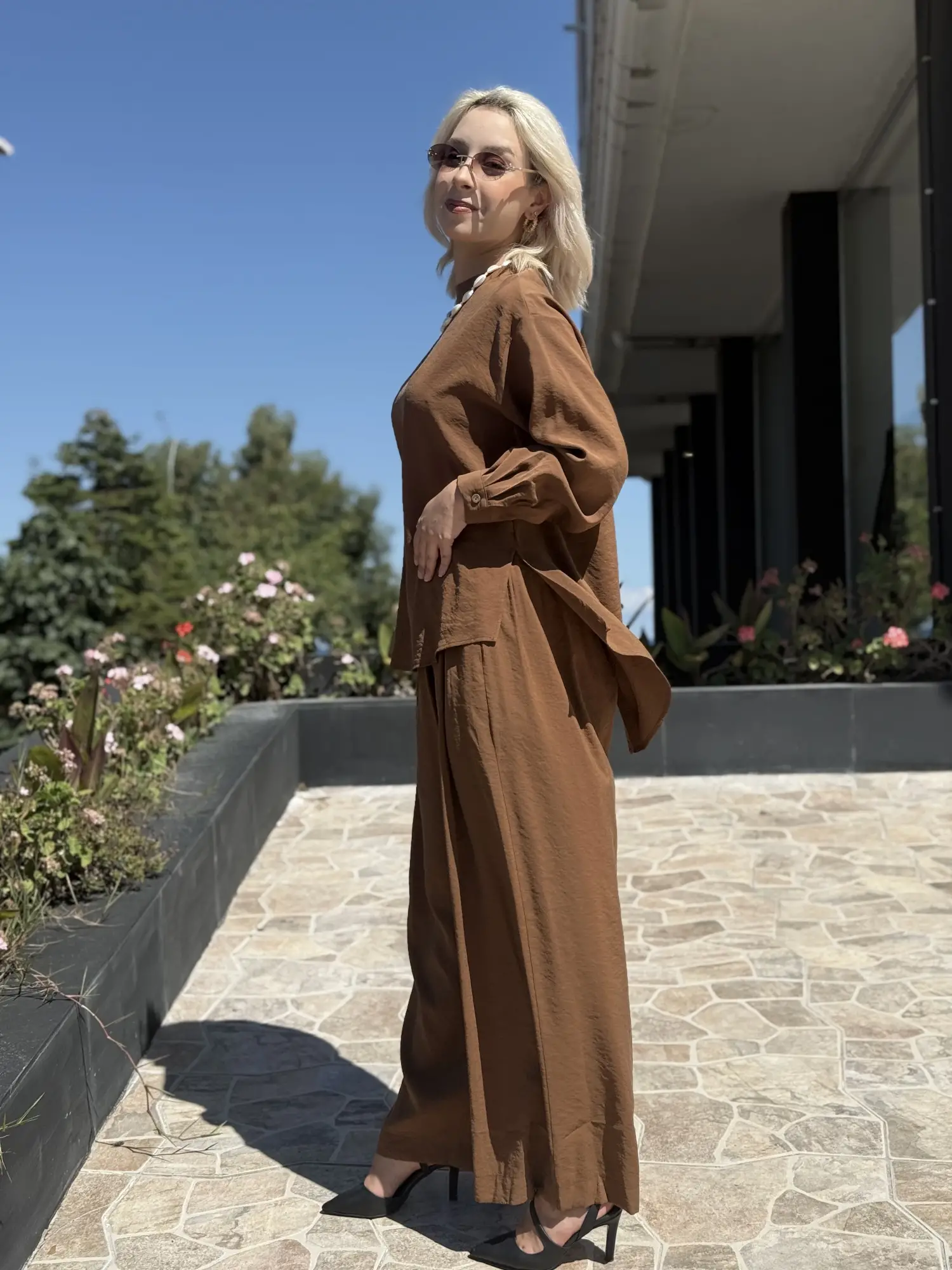 Almarwah Sırt Düğme Detaylı Tunik Pantolon Takım 203038