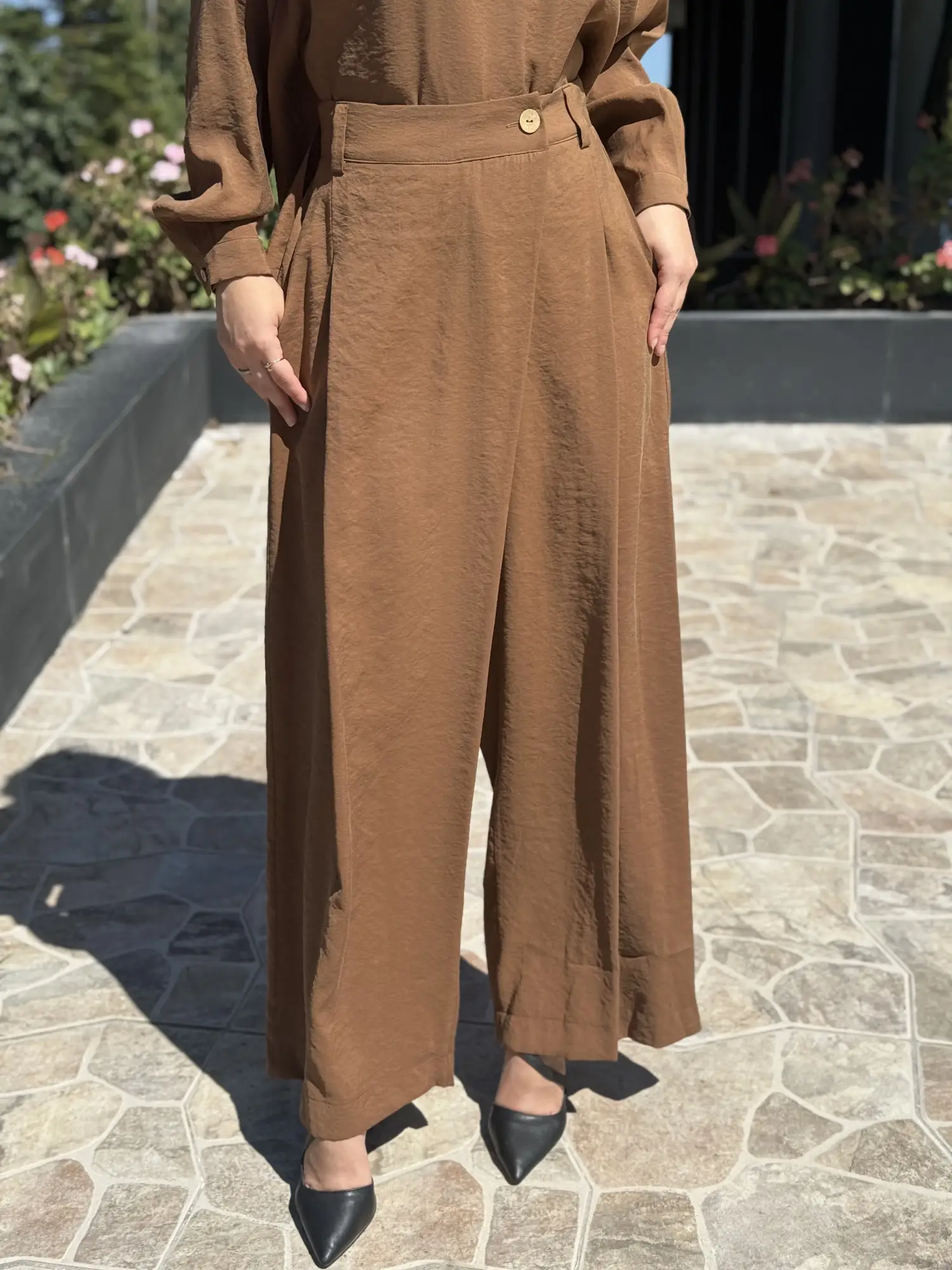 Almarwah Sırt Düğme Detaylı Tunik Pantolon Takım 203038