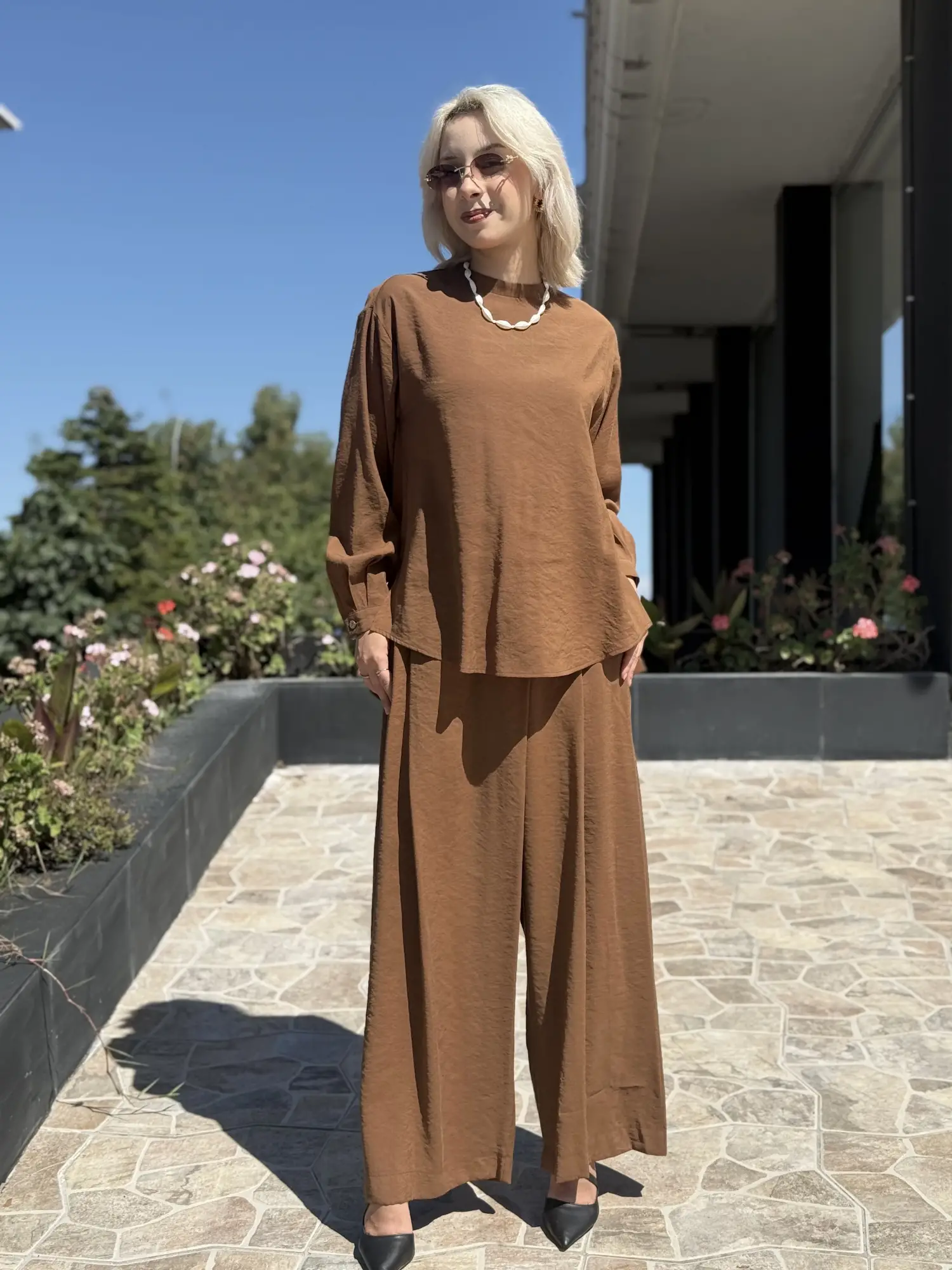 Almarwah Sırt Düğme Detaylı Tunik Pantolon Takım 203038
