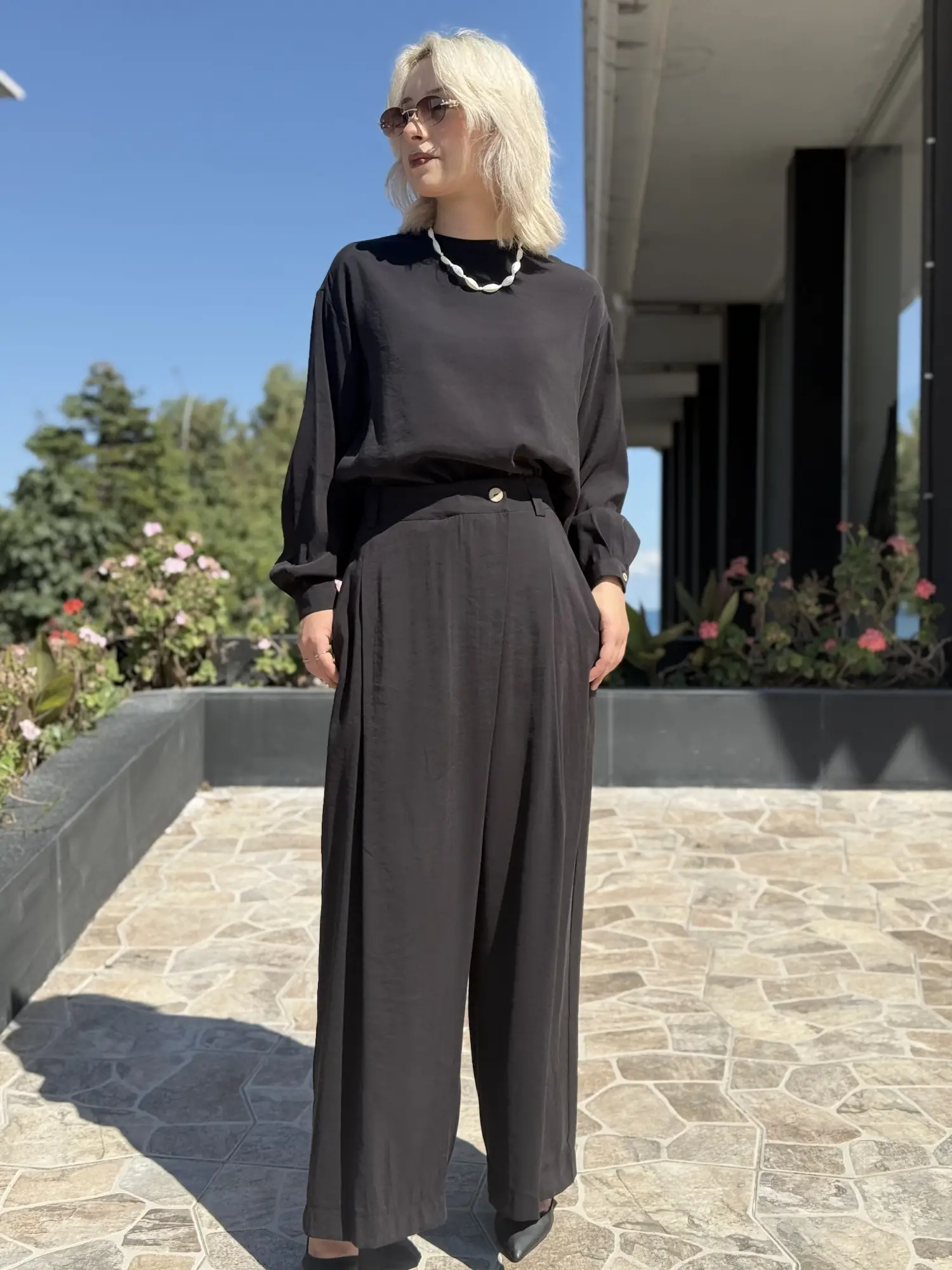 Almarwah Sırt Düğme Detaylı Tunik Pantolon Takım 203038