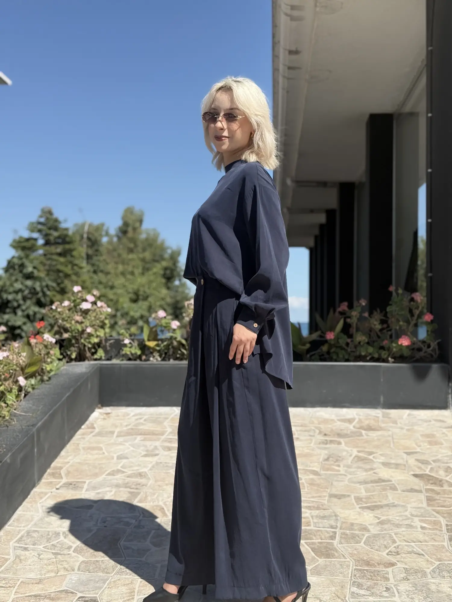 Almarwah Sırt Düğme Detaylı Tunik Pantolon Takım 203038
