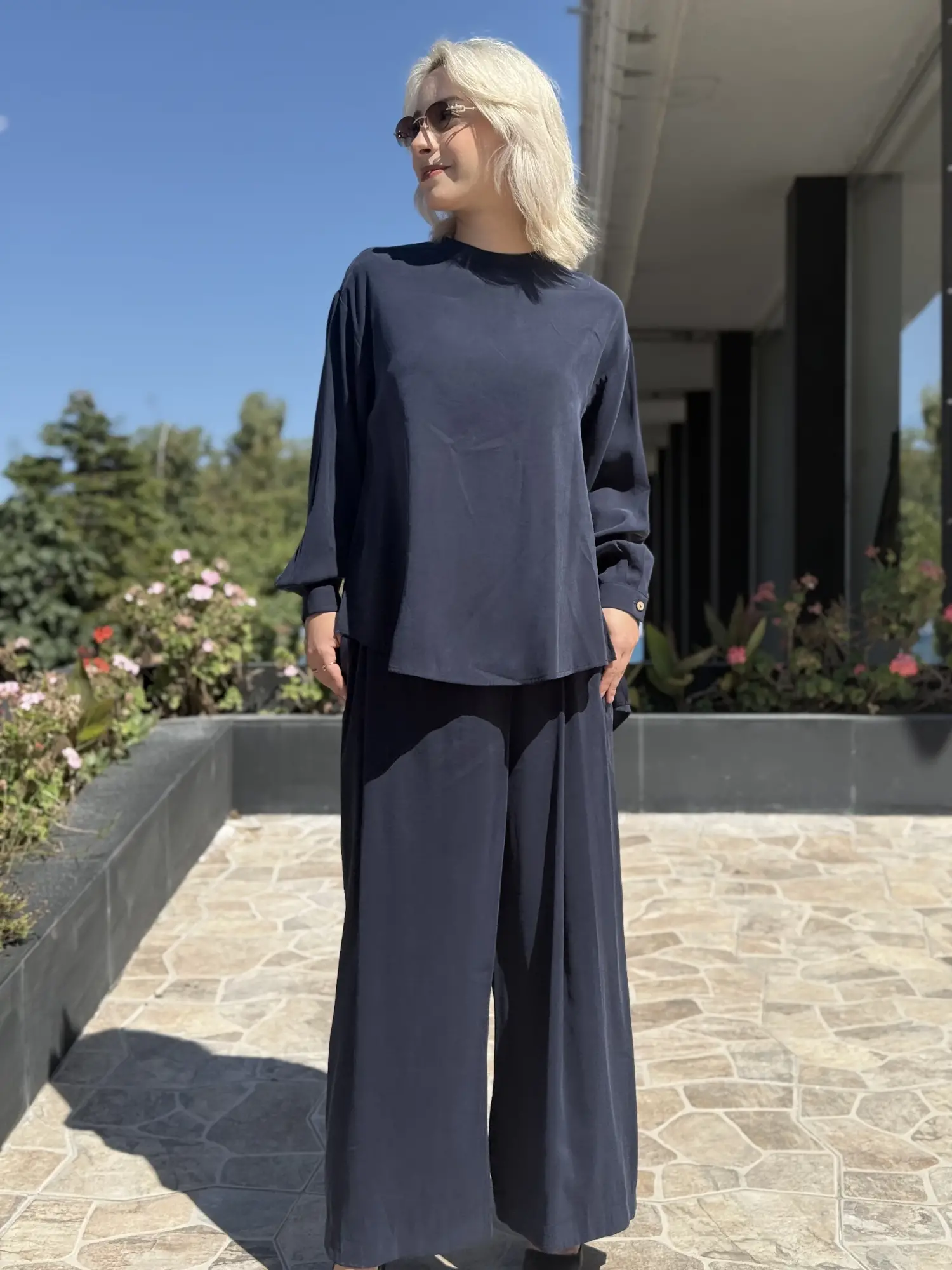 Almarwah Sırt Düğme Detaylı Tunik Pantolon Takım 203038